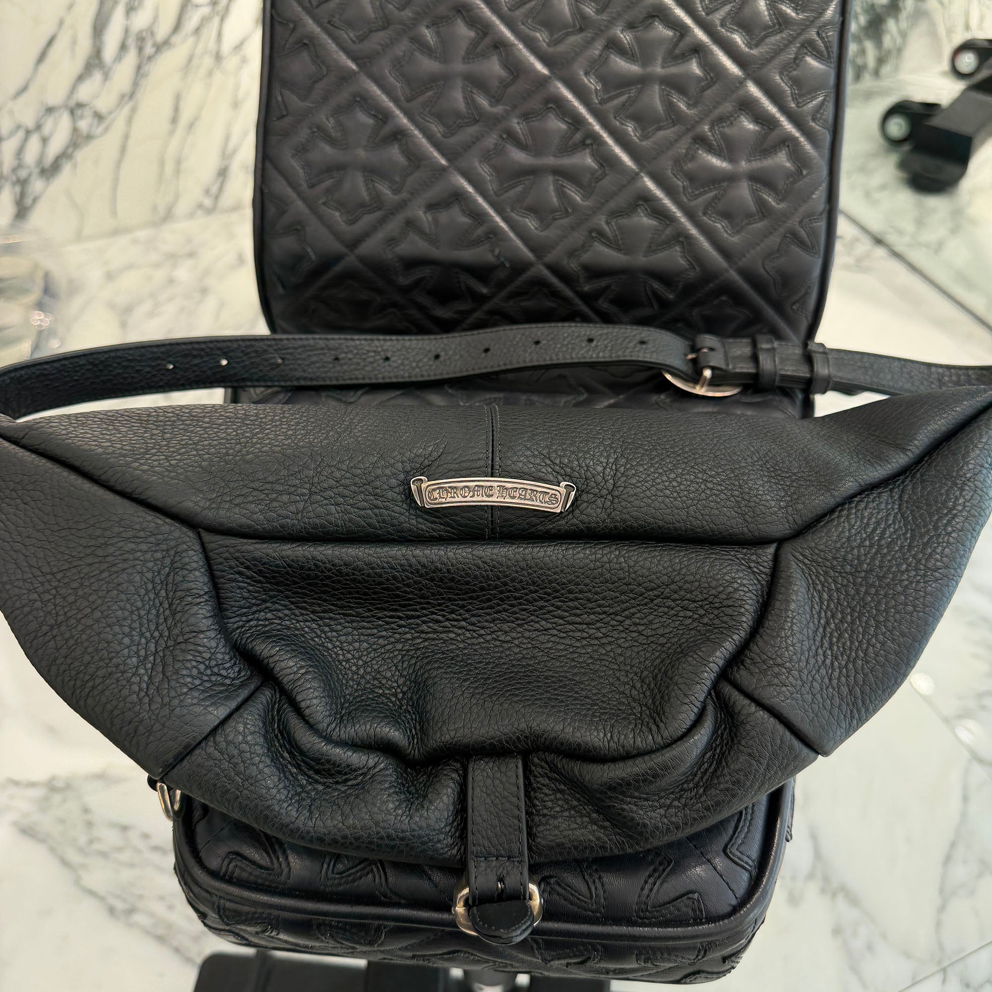 CHROME HEARTS 1 SNAT PACK LEATHER WAIST BAG クロムハーツ 1スナット