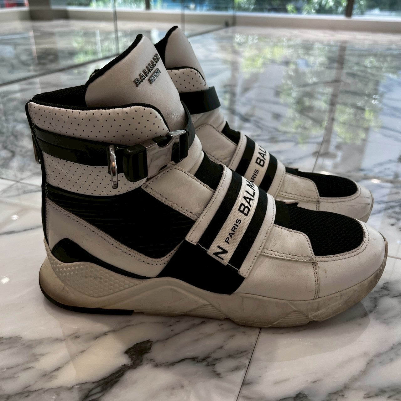BALMAIN EXTON Logo Tape High Cut Sneakers Size 45U バルマン エクストン ロゴテープ ハイカットスニーカー サイズ45U