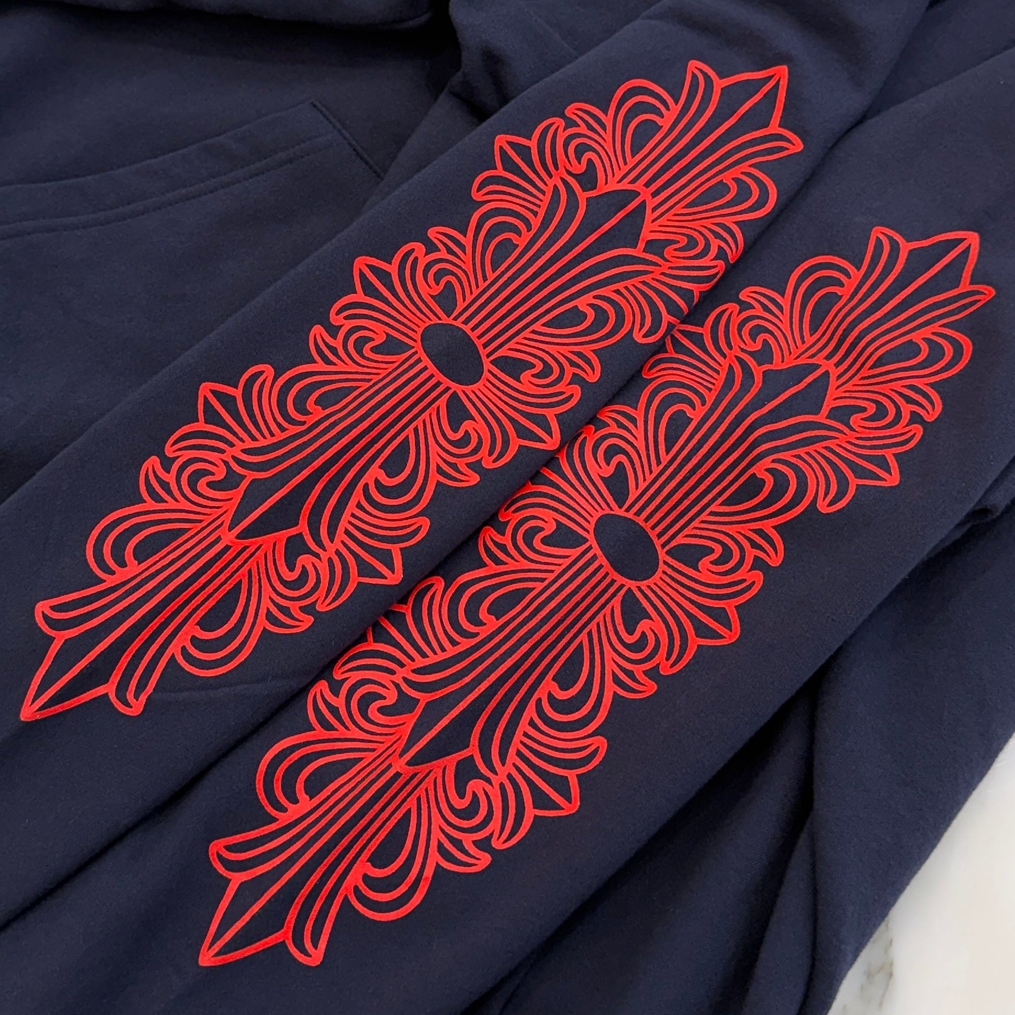 CHROME HEARTS 2025SS Floral Cross Horseshoe Pullover Hoodie Size XL クロムハーツ フローラルクロス ホースシュー プルオーバーフーディーサイズXL