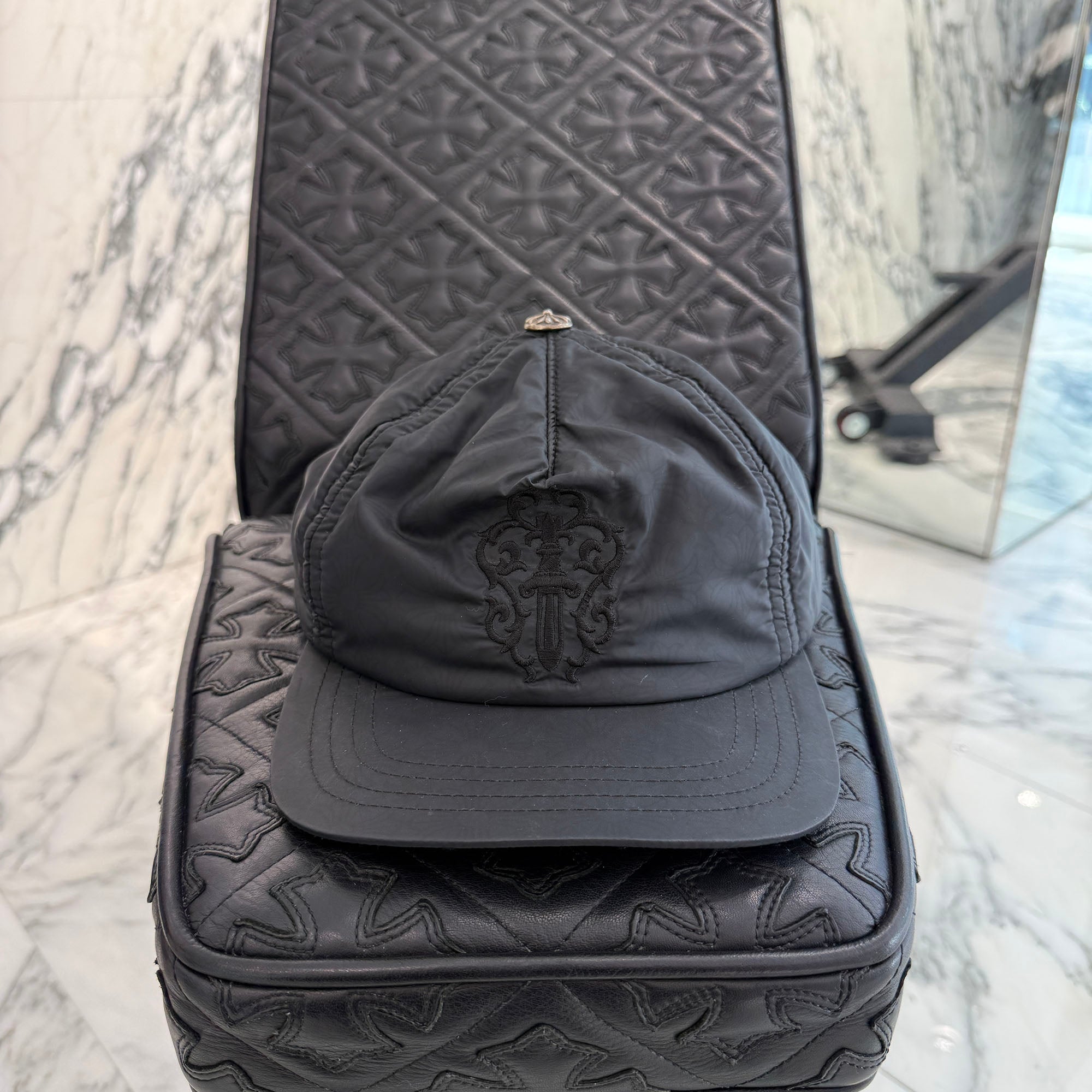 CHROME HEARTS CH Plus Vine Dagger Embroidery Nylon Cap Size ONE SIZE(53-60) クロムハーツ CHプラス総柄 ヴァインダガー刺繍 ナイロンキャップ サイズONE SIZE(53-60)