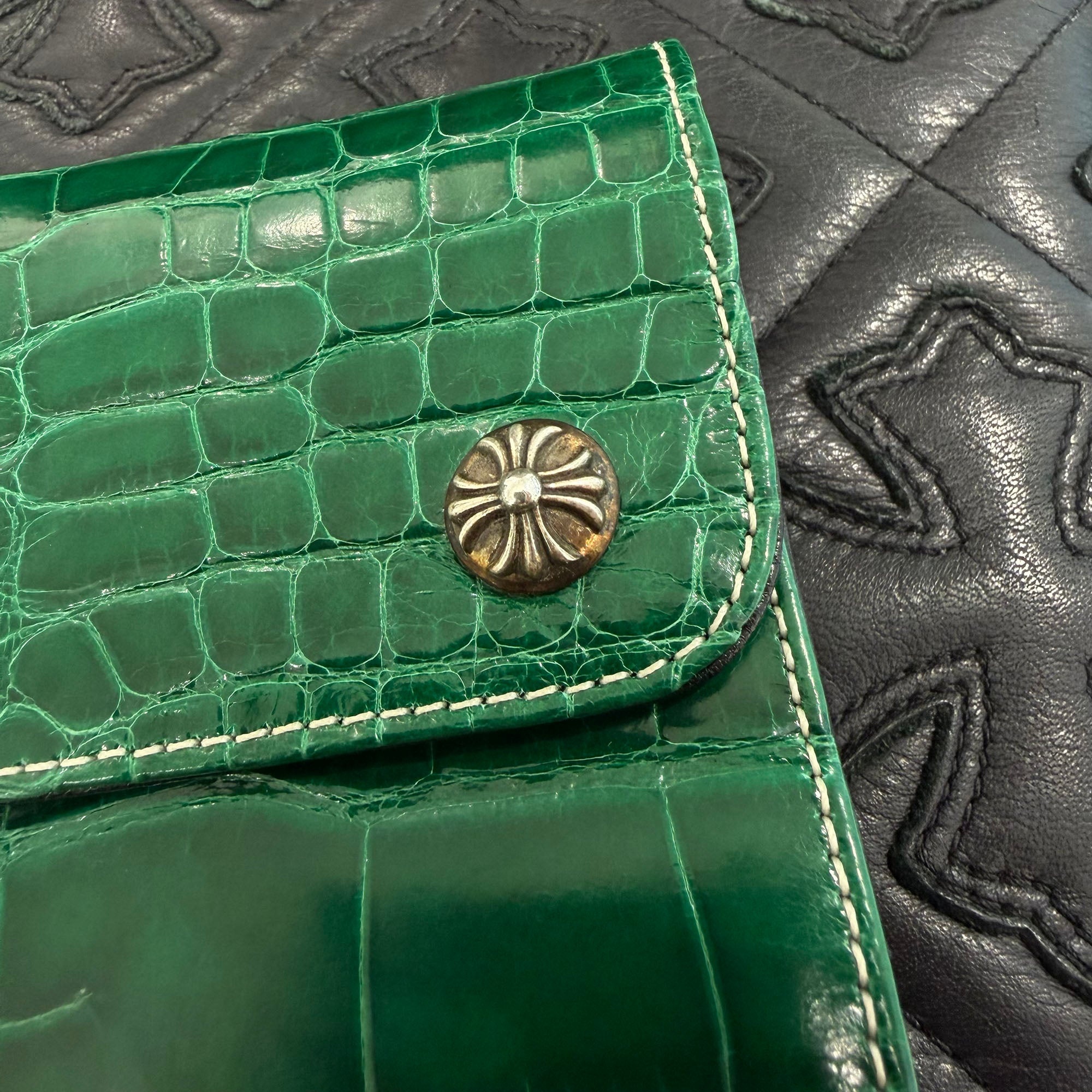 CHROME HEARTS Alligator Leather Wave Mini Cross Ball Wallet クロム
