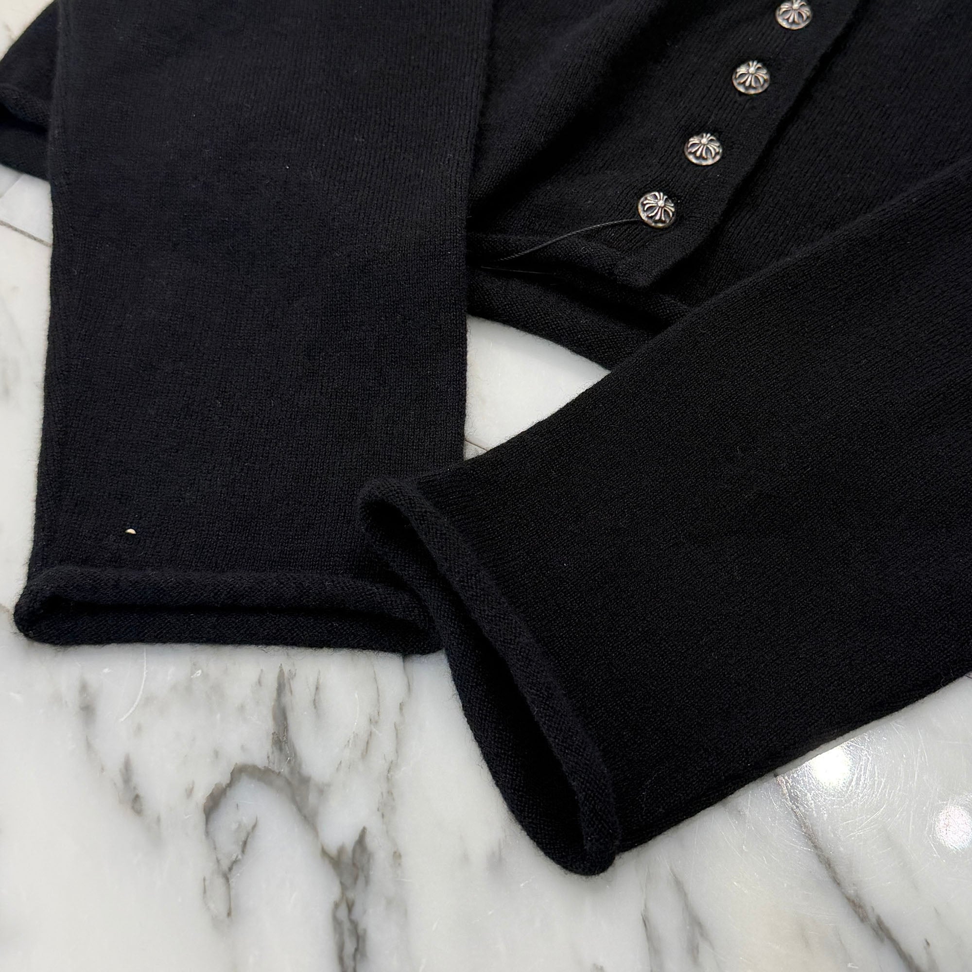 CHROME HEARTS Y NOT Back Rhinestone Viny Heart Cashmere Knit Cardigan Size M クロムハーツ ワイノット バック ラインストーン ヴィニーハート カシミヤ ニット カーディガン サイズM