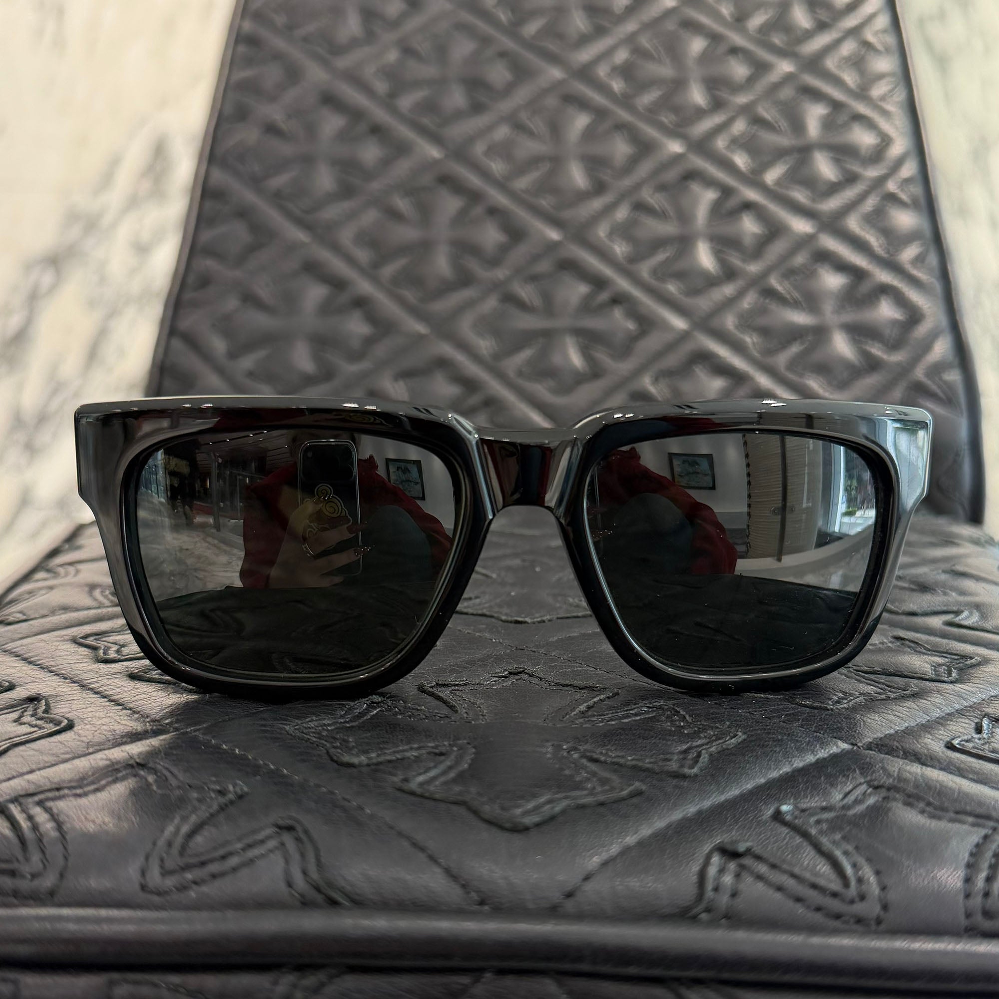 CHROME HEARTS BOX-OFFICER Sunglasses Ruby Dagger Size 56□19-144 クロムハーツ ボックスオフィサー サングラス ルビーダガー サイズ56□19-144