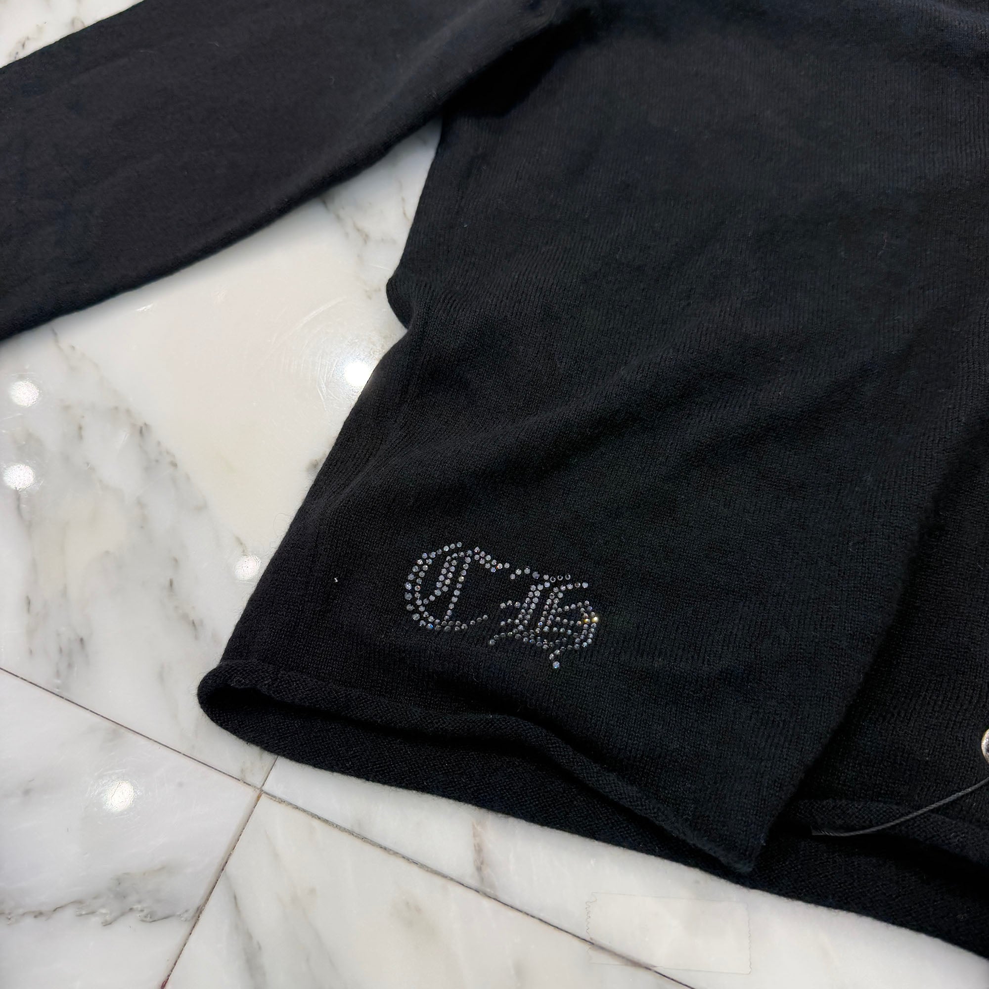 CHROME HEARTS Y NOT Back Rhinestone Viny Heart Cashmere Knit Cardigan Size M クロムハーツ ワイノット バック ラインストーン ヴィニーハート カシミヤ ニット カーディガン サイズM