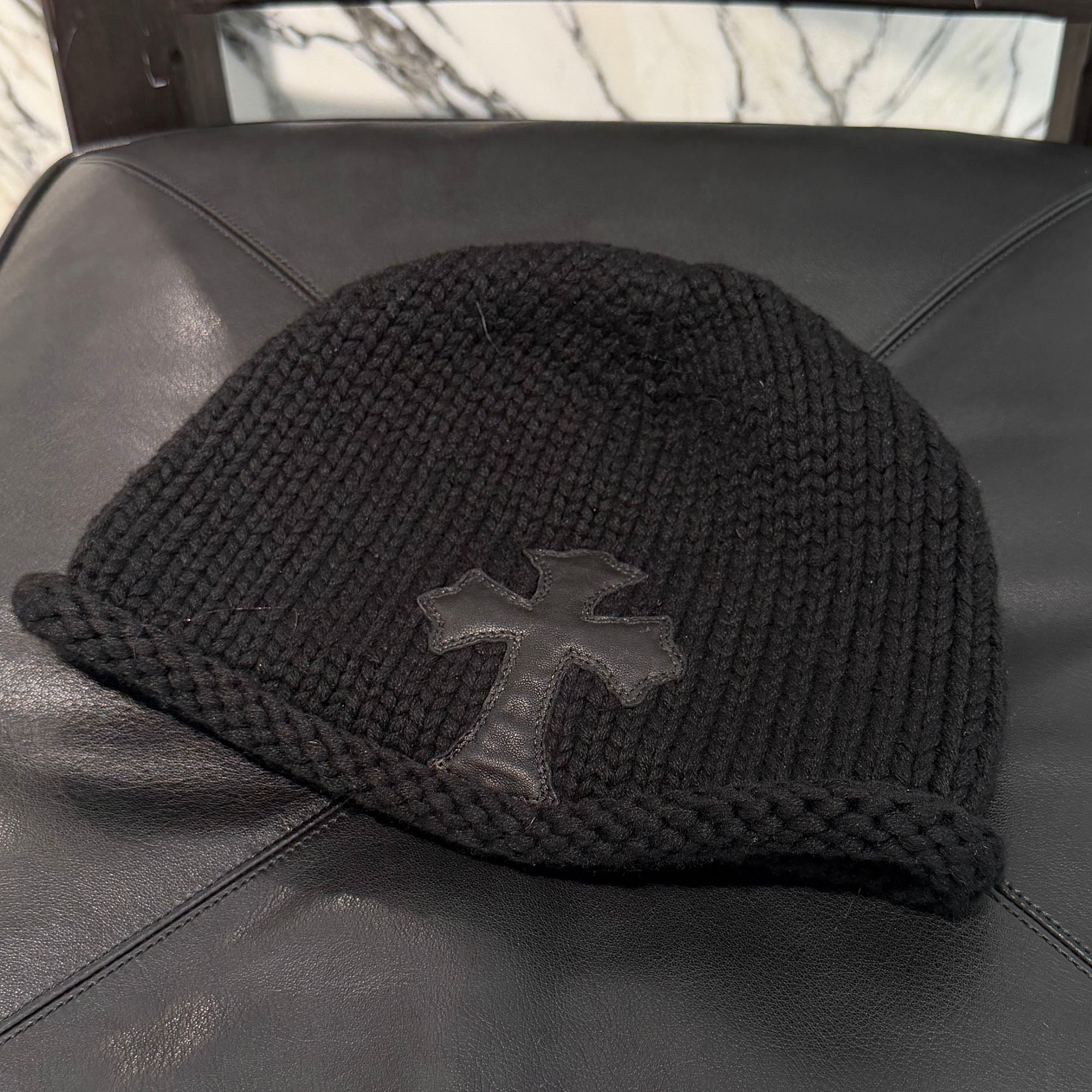 CHROME HEARTS Cashmere Leather 1 Cross Patch Beanie Size ONE SIZE（53-60）クロムハーツ カシミヤ レザー 1クロスパッチ ビーニー サイズONE SIZE（53-60）