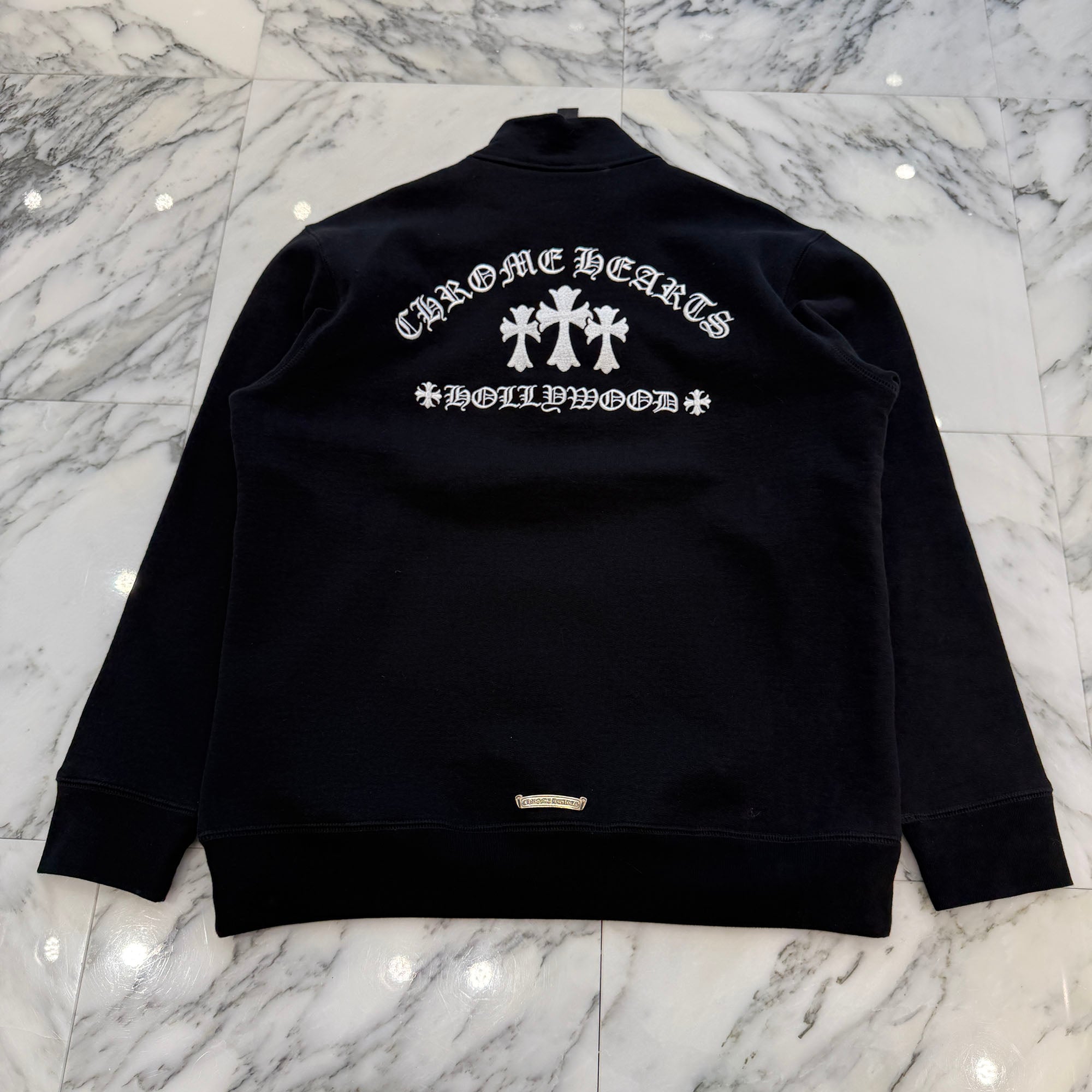 CHROME HEARTS Y NOT King Taco 3 Cemetery Cross Embroidery Half Zip Sweat Shirt Size L クロムハーツ ワイノット キングタコ 3セメタリークロス刺繍 ハーフジップ スウェットシャツ サイズL