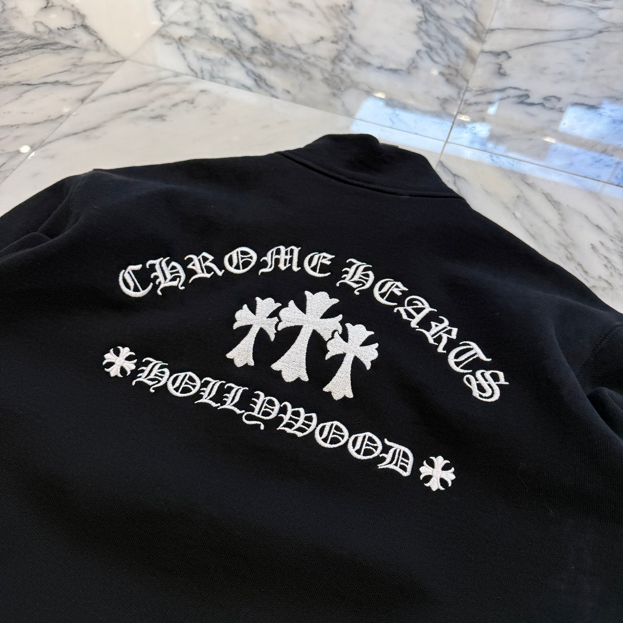 CHROME HEARTS Y NOT King Taco 3 Cemetery Cross Embroidery Half Zip Sweat Shirt Size L クロムハーツ ワイノット キングタコ 3セメタリークロス刺繍 ハーフジップ スウェットシャツ サイズL