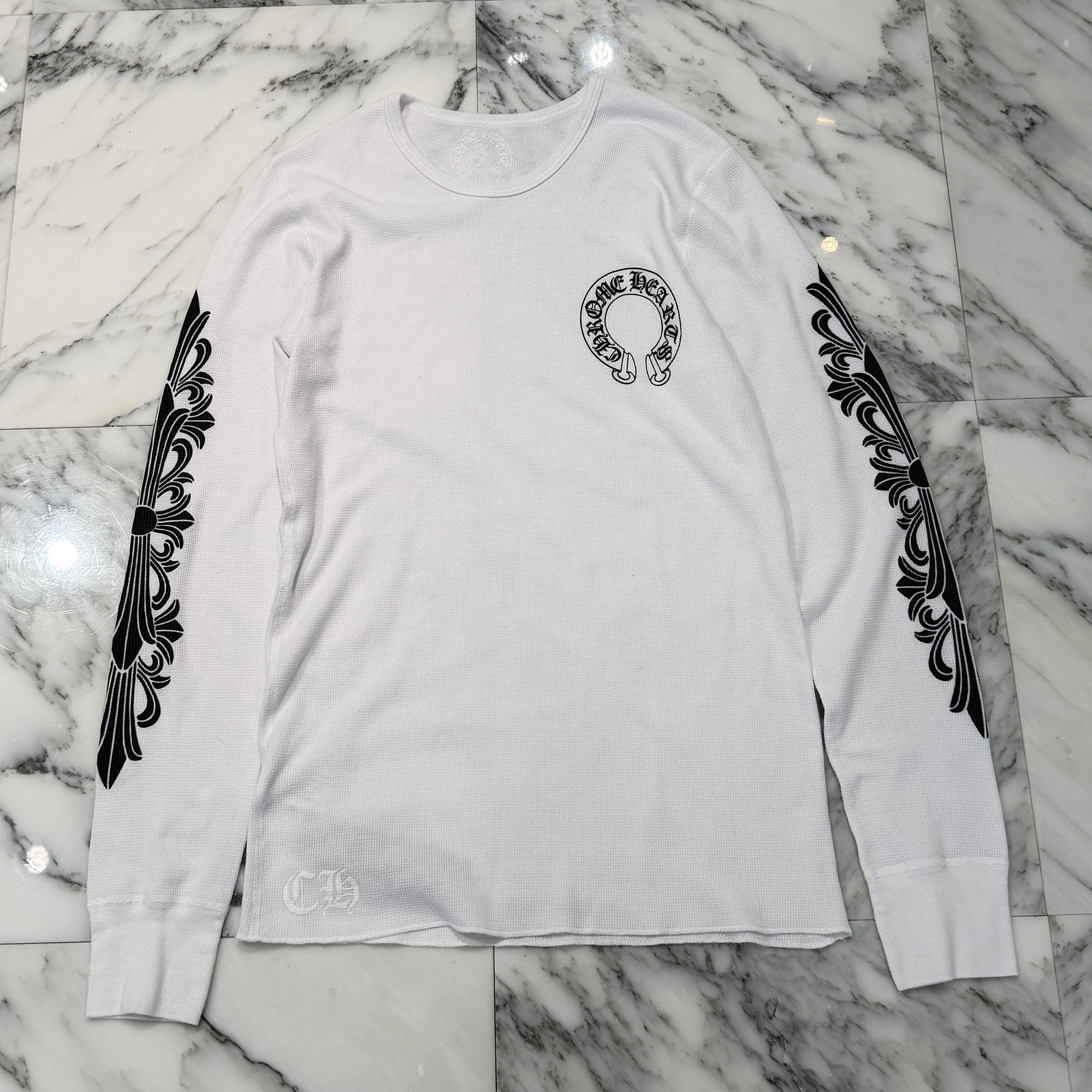 CHROME HEARTS 2025SS Floral Cross Horseshoe Thermal Long Sleeve Tee Size XL クロムハーツ フローラルクロス ホースシュー サーマル ロングスリーブ Tシャツ サイズXL