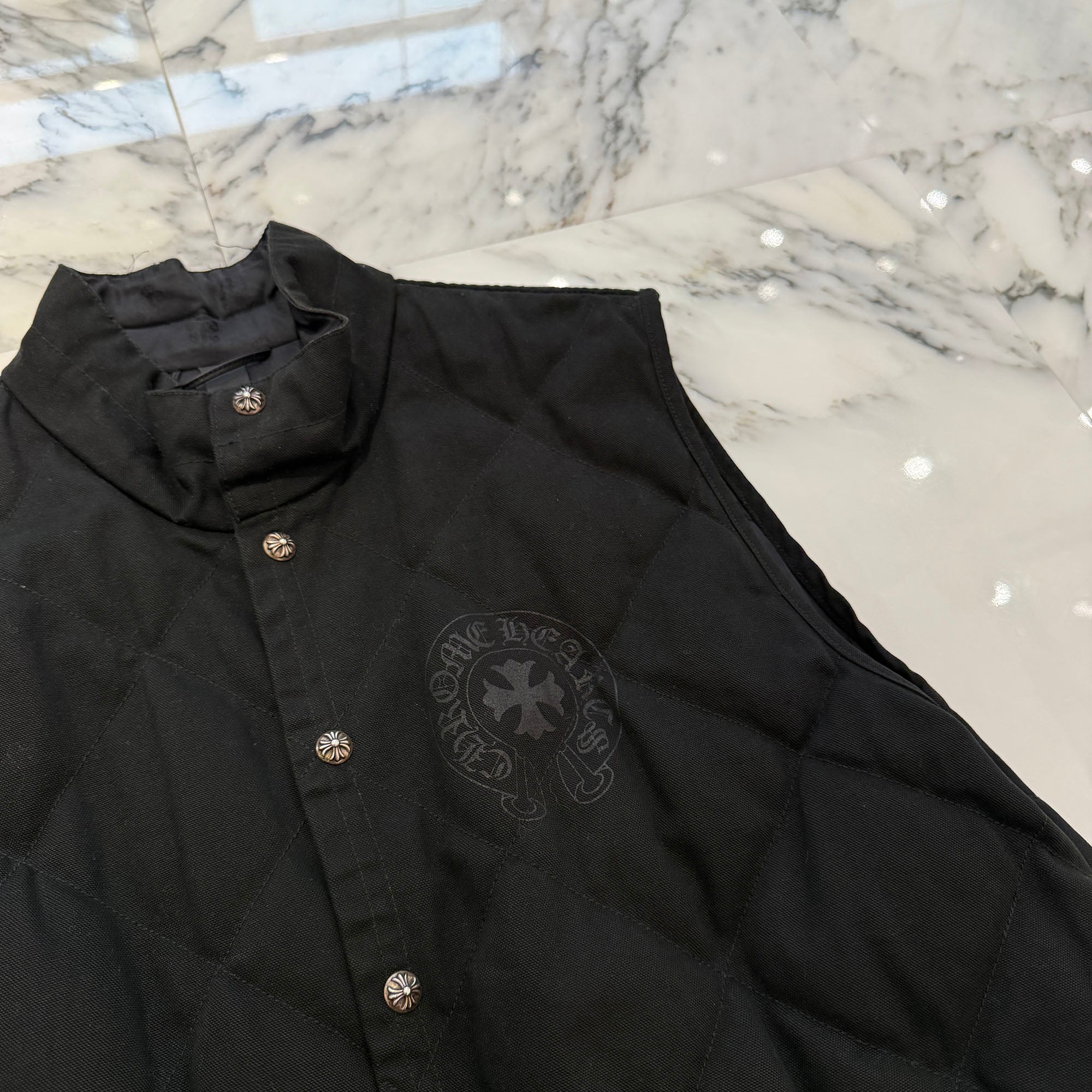 CHROME HEARTS Y NOT TEENAGE KICKS Quilting Denim Vest Size XL クロムハーツ ワイノット ティーンエイジ・キック キルティング デニム ベスト サイズXL