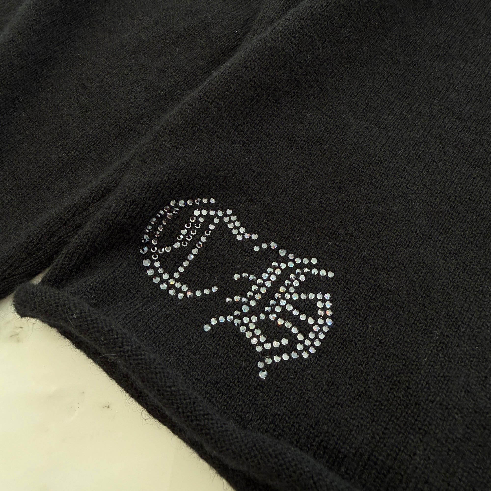 CHROME HEARTS Y NOT Back Rhinestone Hairy Cross Cashmere Knit Sweater Size M クロムハーツ ワイノット バック ラインストーン ヘイリークロス カシミヤ ニット セーター サイズM