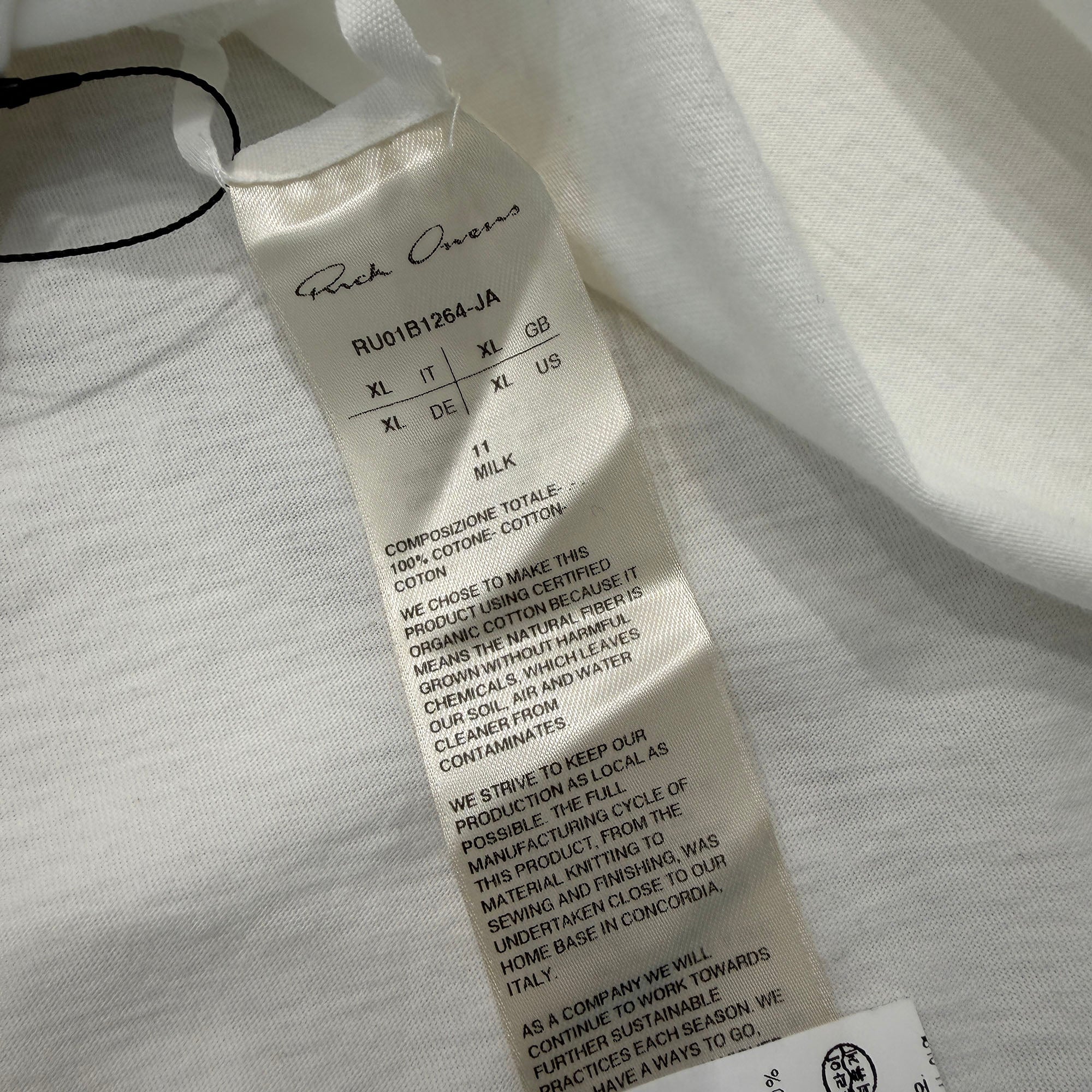 Rick Owens 2022SS Cotton Level Tee RU01B1264-JA Size XL リックオウエンス コットン レベル Tシャツ サイズXL