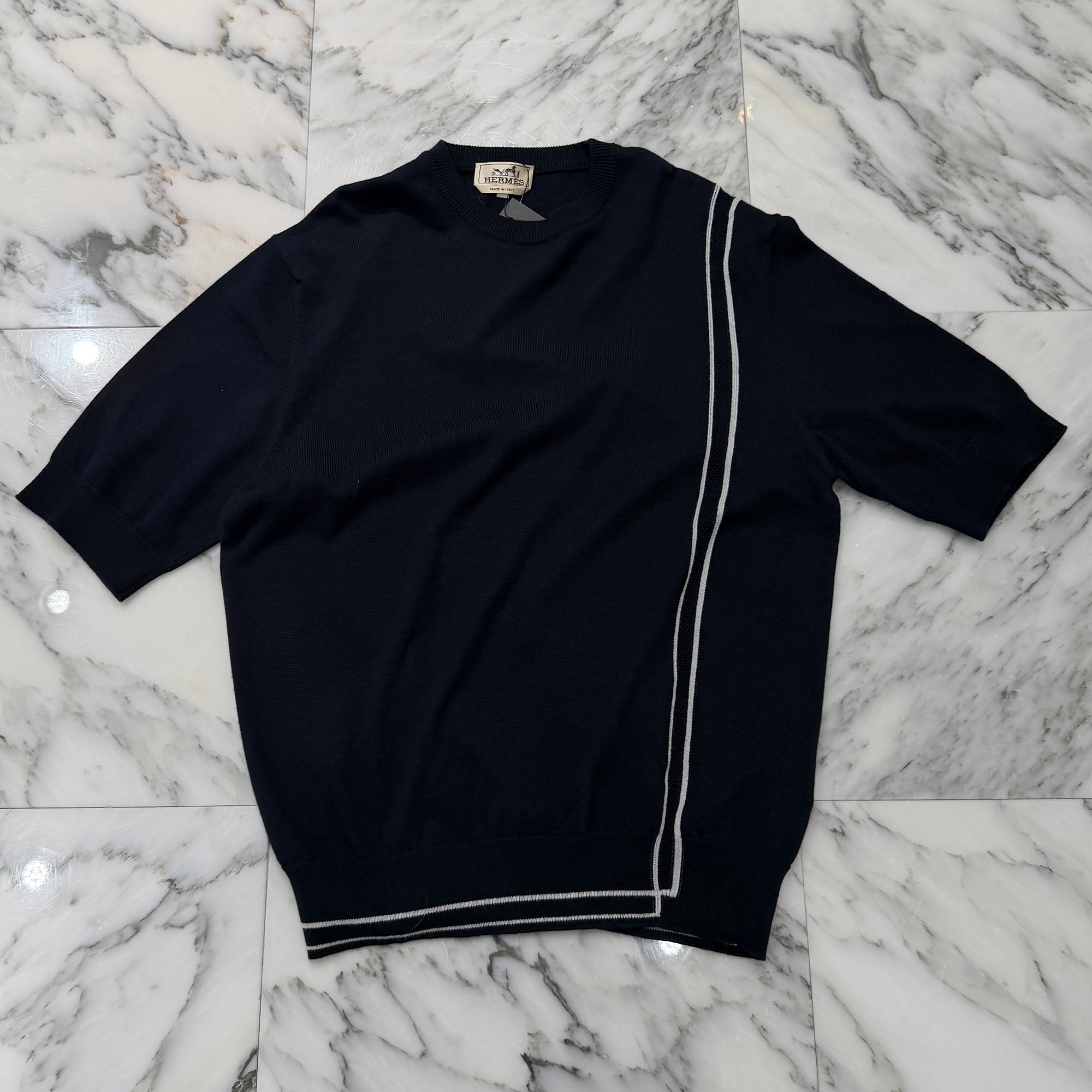 HERMES 2024SS Graphic Lines Crew Neck Short Sleeve Knit Tee Size M エルメス グラフィックライン クルーネック ショートスリーブ ニット Tシャツ サイズM