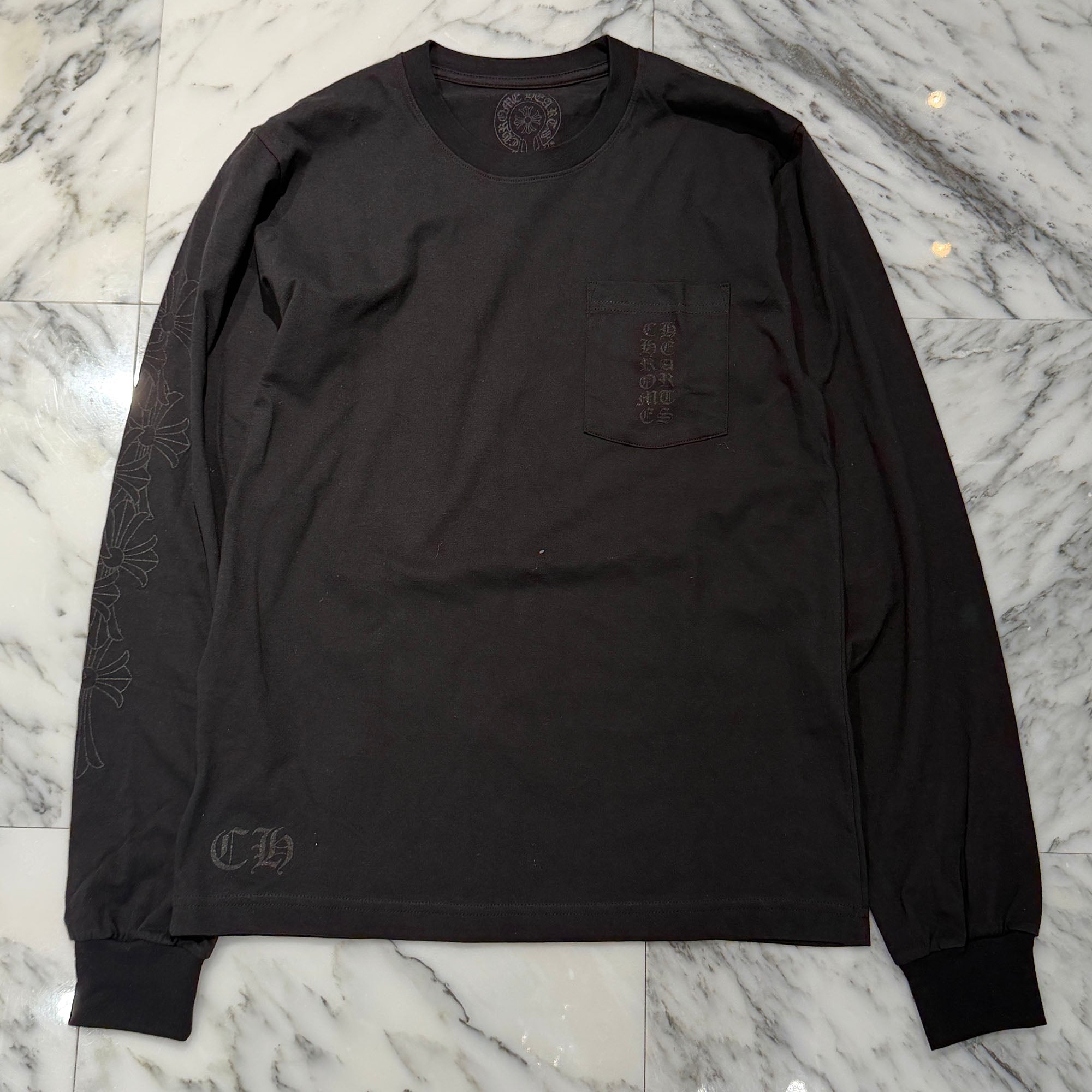 CHROME HEARTS Miami Limited Vertical Logo Cemetery Cross  Long Sleeve Tee Size M クロムハーツ マイアミ限定 ヴァーティカルロゴ セメタリークロス Tシャツ サイズM