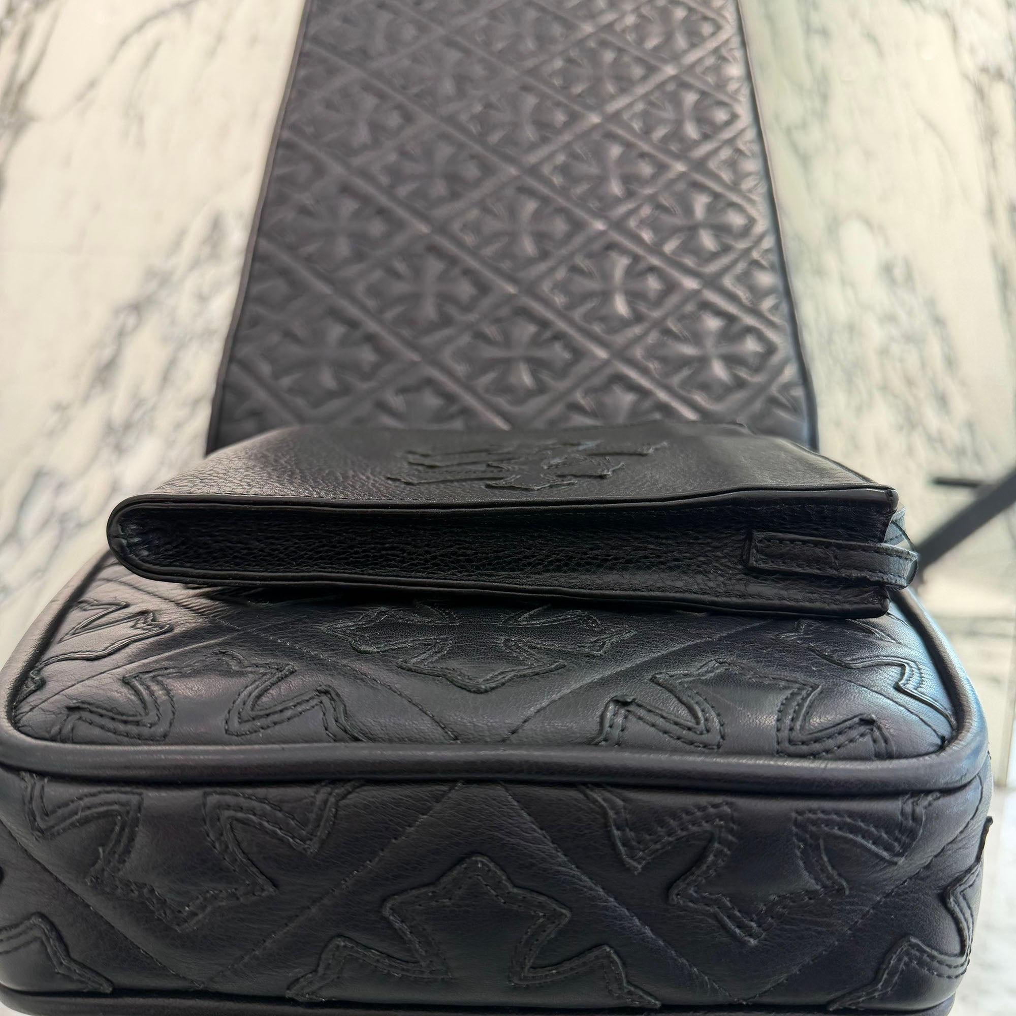 CHROME HEARTS Square Pocket 3 Cemetery Cross Leather Patch Shoulder Bag クロムハーツ スクエアポケット 3セメタリークロス レザーパッチ ショルダーバッグ