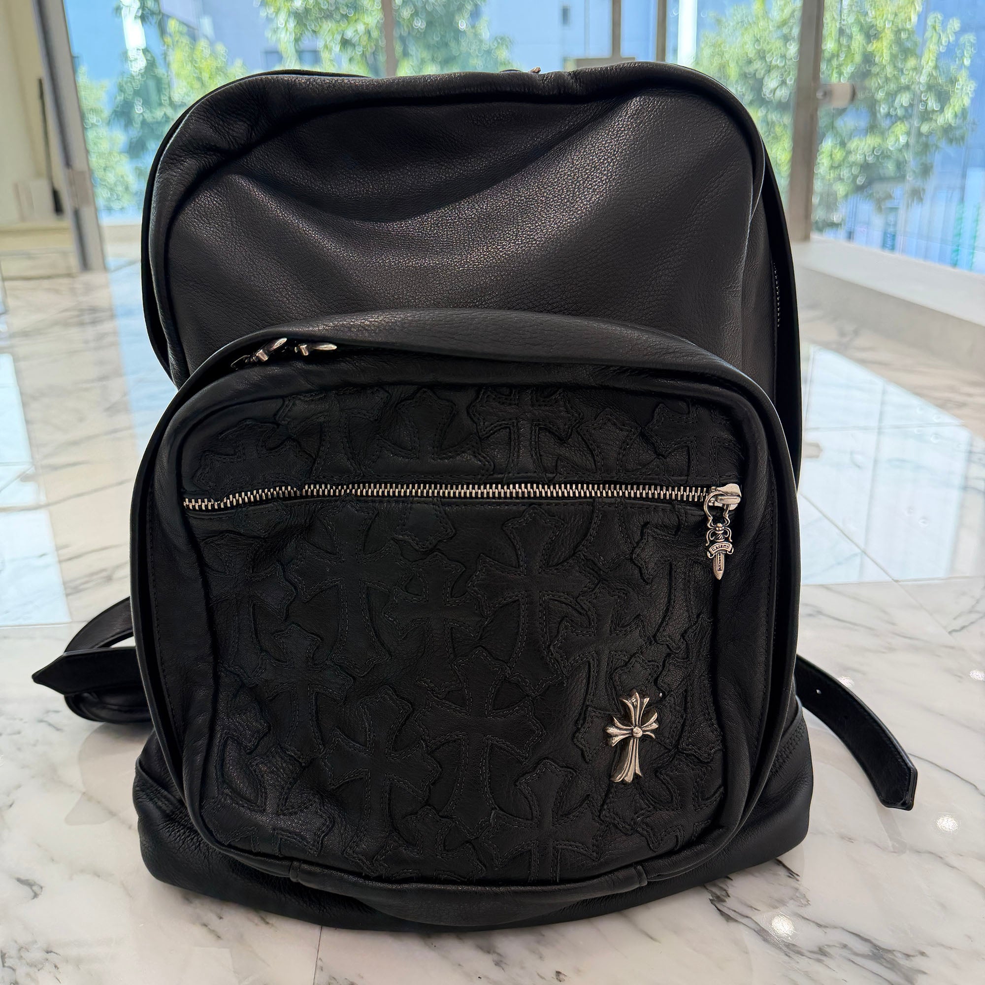 CHROME HEARTS Seventh Grade Cemetery Leather Cross Patch Large Back Pack クロムハーツ セブンスグレード セメタリー レザークロスパッチ ラージ バックパック