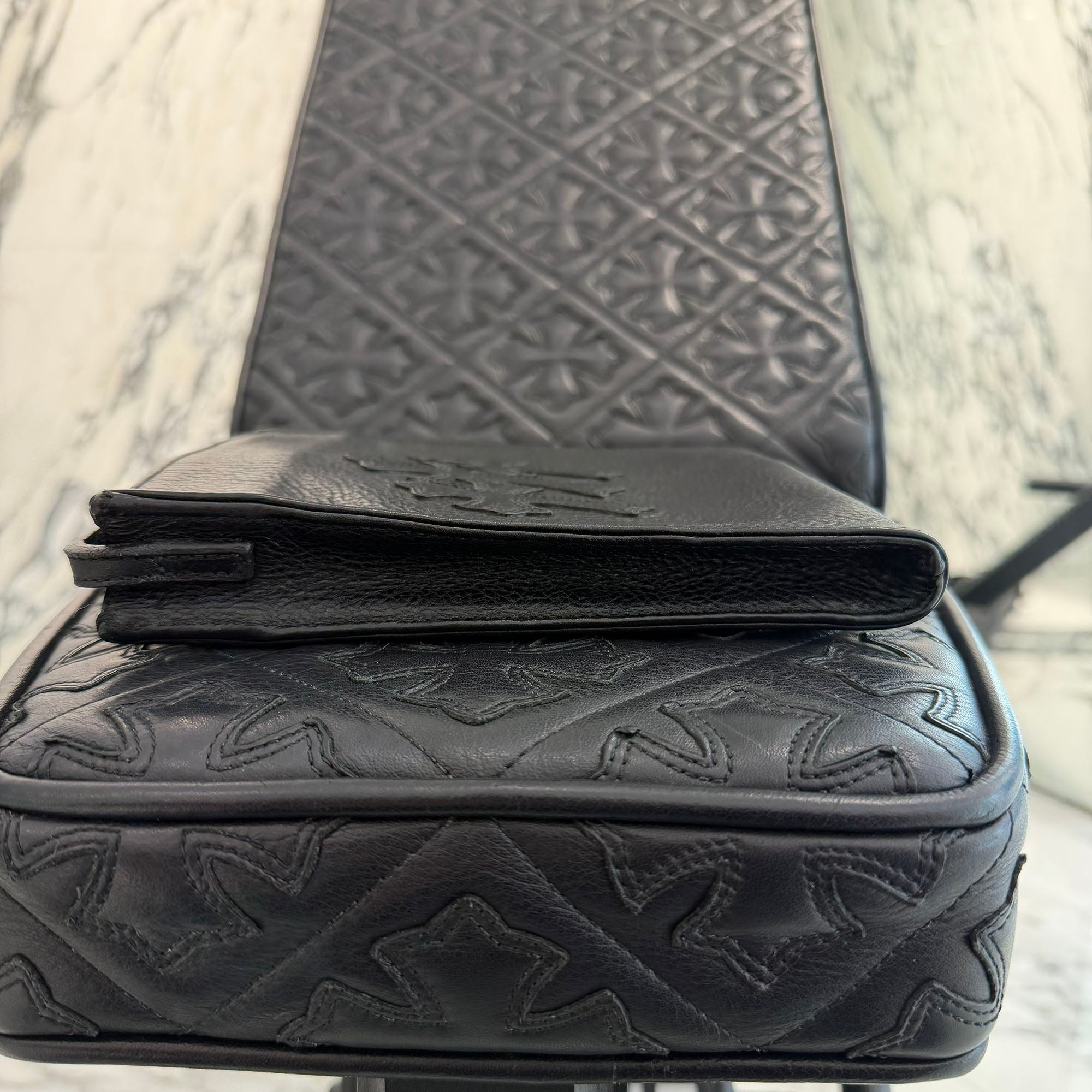 CHROME HEARTS Square Pocket 3 Cemetery Cross Leather Patch Shoulder Bag クロムハーツ スクエアポケット 3セメタリークロス レザーパッチ ショルダーバッグ