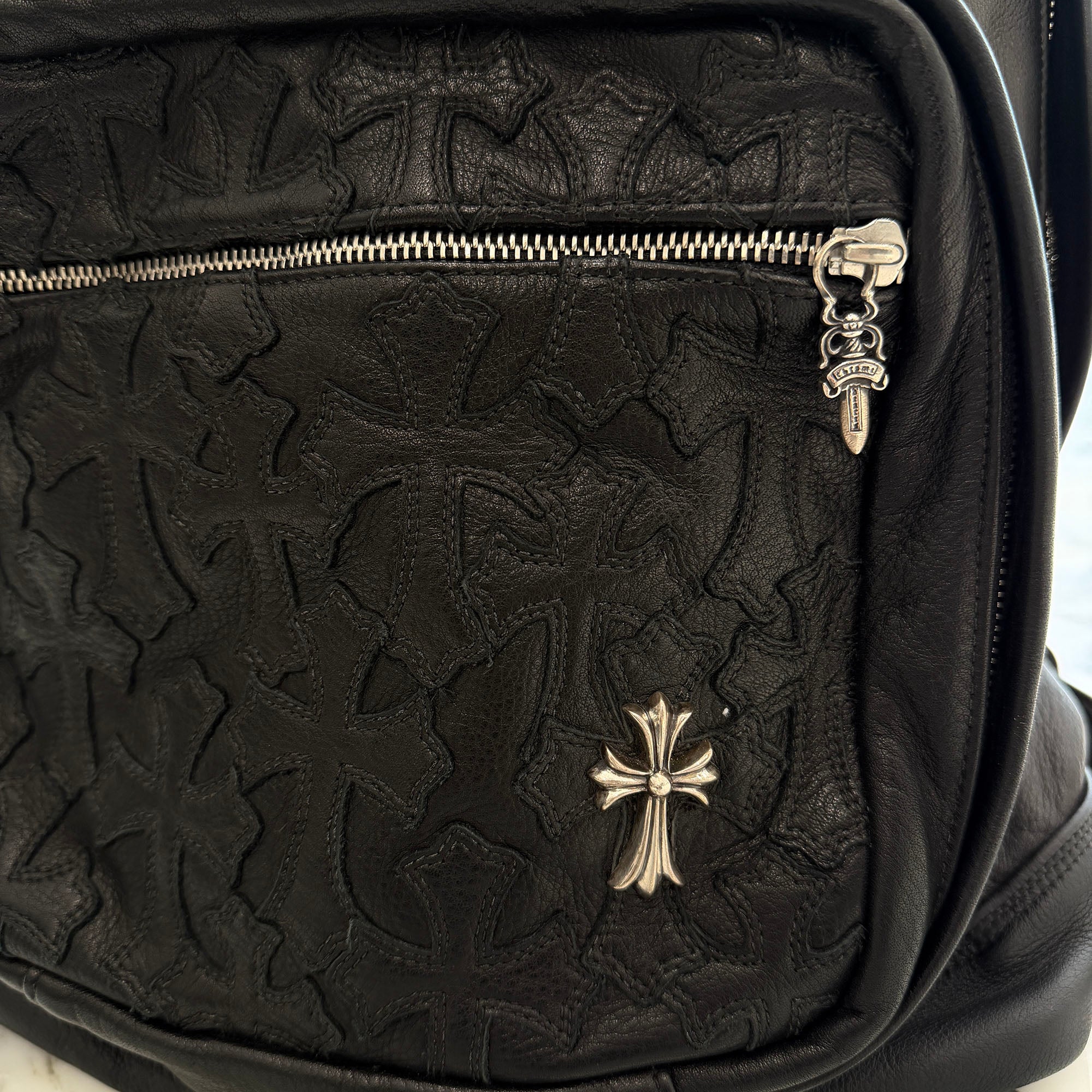CHROME HEARTS Seventh Grade Cemetery Leather Cross Patch Large Back Pack クロムハーツ セブンスグレード セメタリー レザークロスパッチ ラージ バックパック