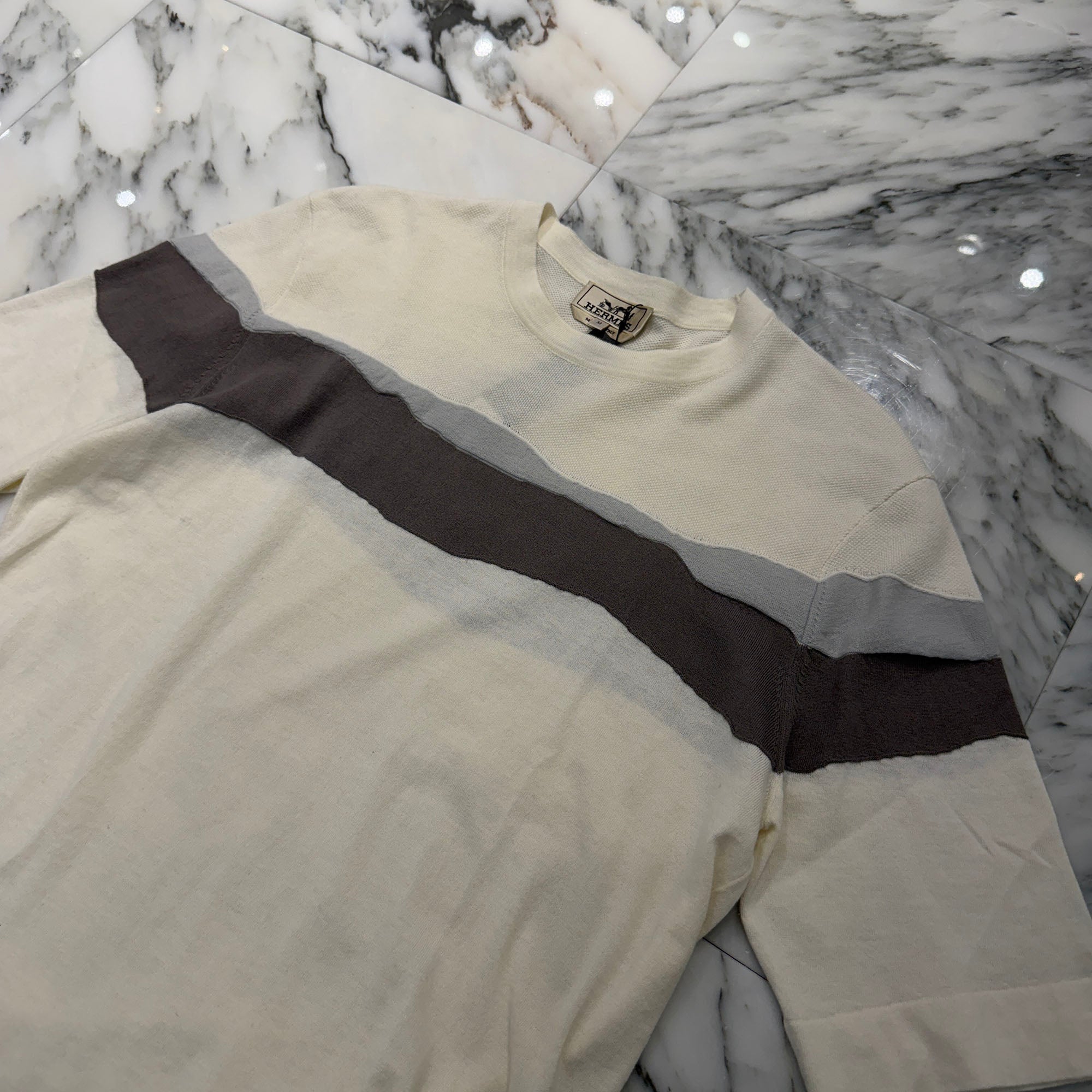 HERMES 2024SS Ondes Colorees Crew Neck Short Sleeve Knit Tee Size M エルメス オンド・コロレ クルーネック ショートスリーブ ニット Tシャツ サイズM