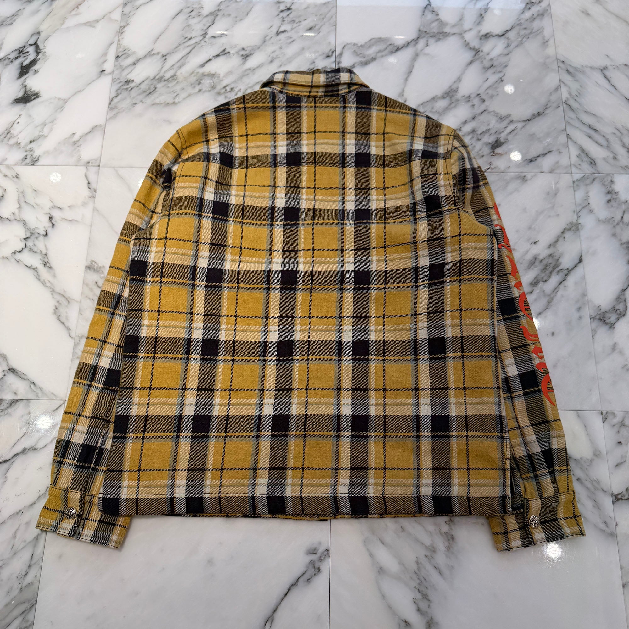 CHROME HEARTS Y NOT WORK DOG Cross Ball Button Check Shirt Jacket Size M クロムハーツ ワイノット ワークドッグ クロスボールボタン チェック シャツ ジャケット サイズM