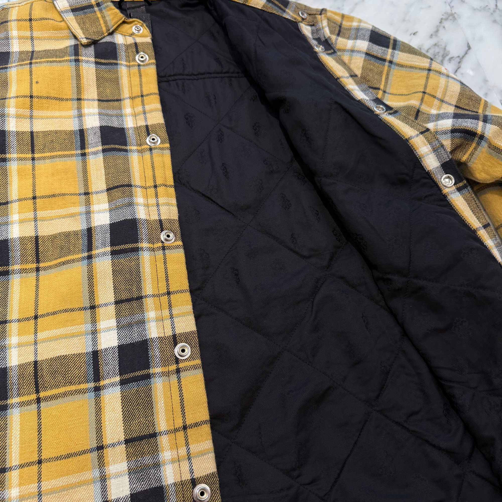 CHROME HEARTS Y NOT WORK DOG Cross Ball Button Check Shirt Jacket Size M クロムハーツ ワイノット ワークドッグ クロスボールボタン チェック シャツ ジャケット サイズM