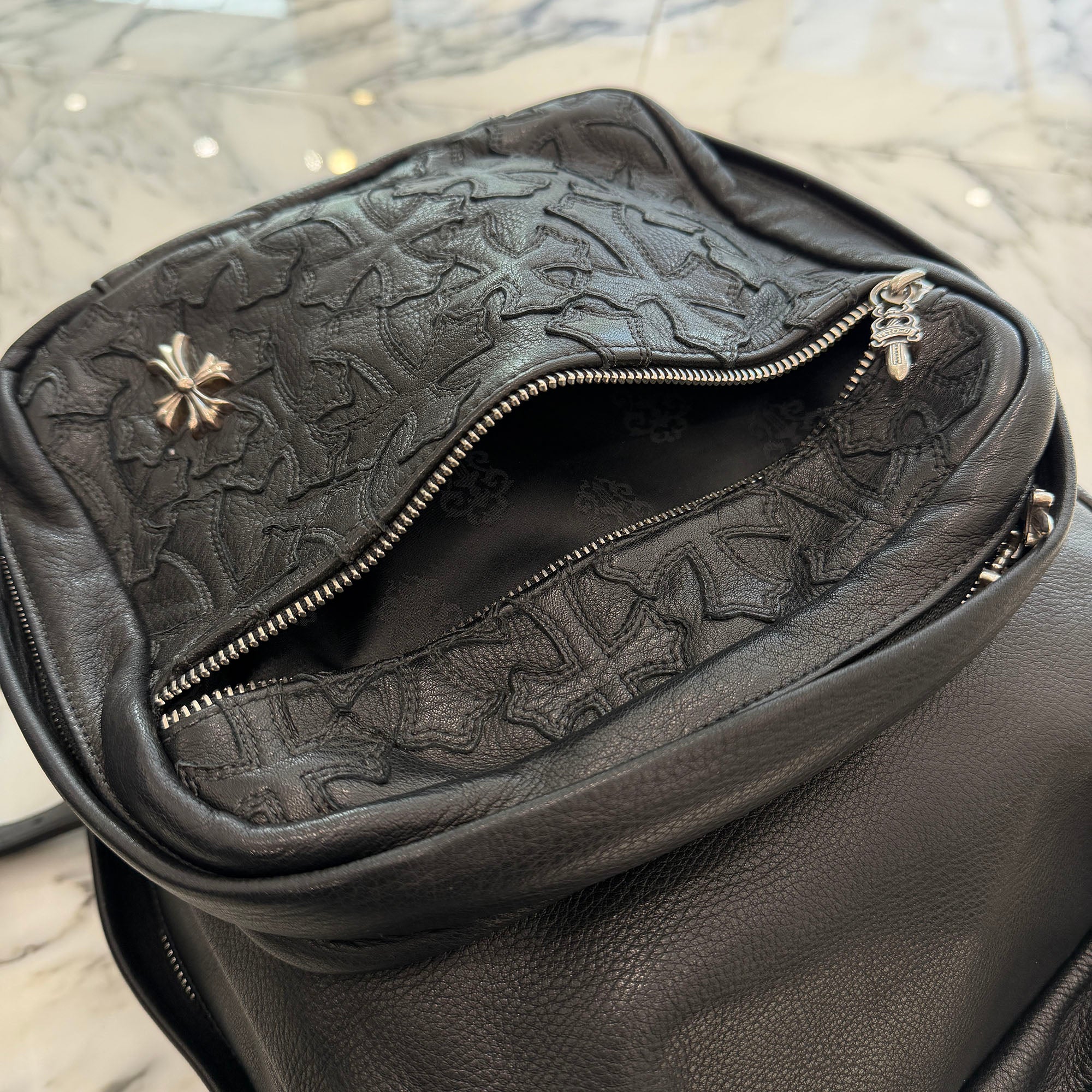 CHROME HEARTS Seventh Grade Cemetery Leather Cross Patch Large Back Pack クロムハーツ セブンスグレード セメタリー レザークロスパッチ ラージ バックパック