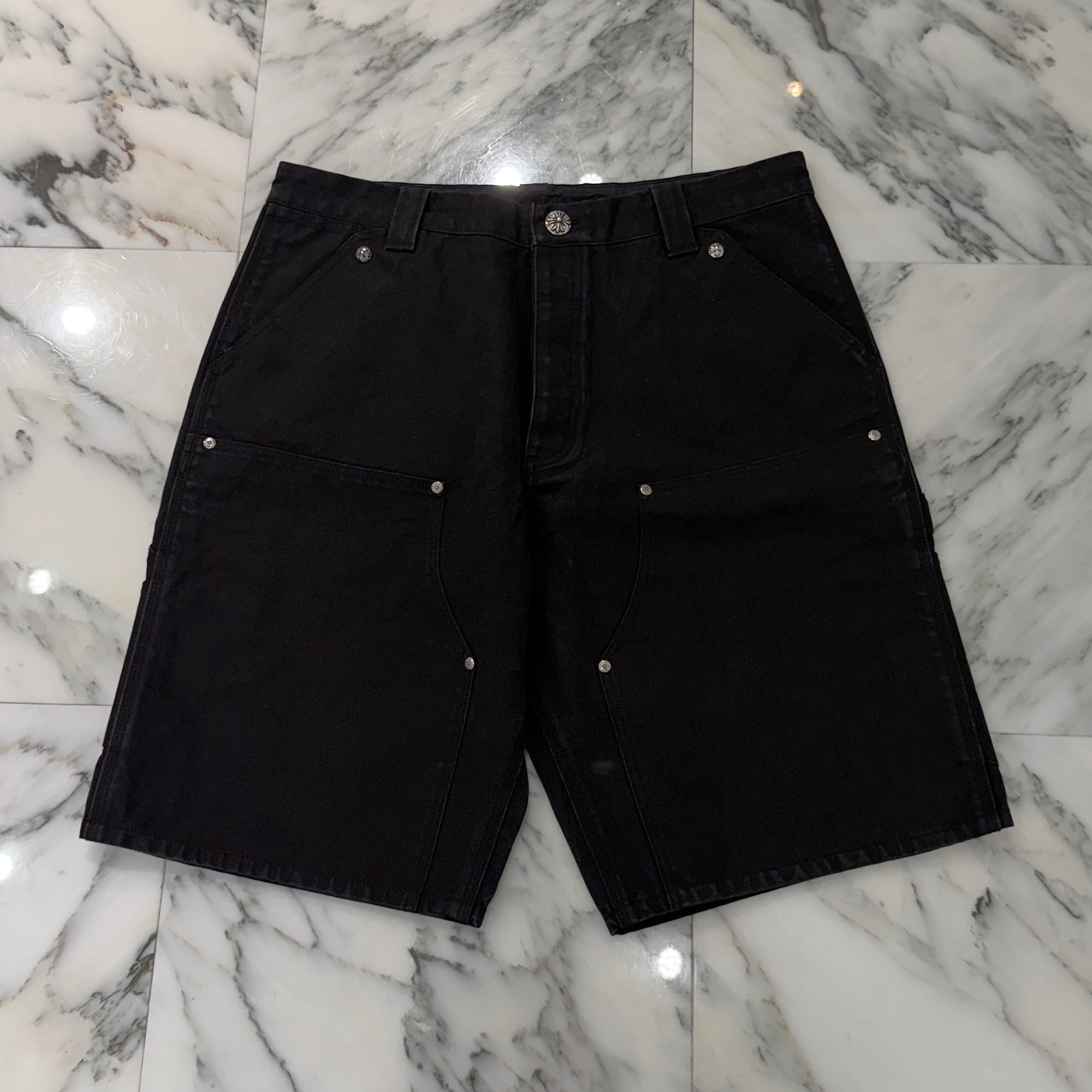 CHROME HEARTS Carpenter Cemetery Cross Patch Denim Shorts Size 36 クロムハーツ カーペンター セメタリークロスパッチ デニムショーツ サイズ36