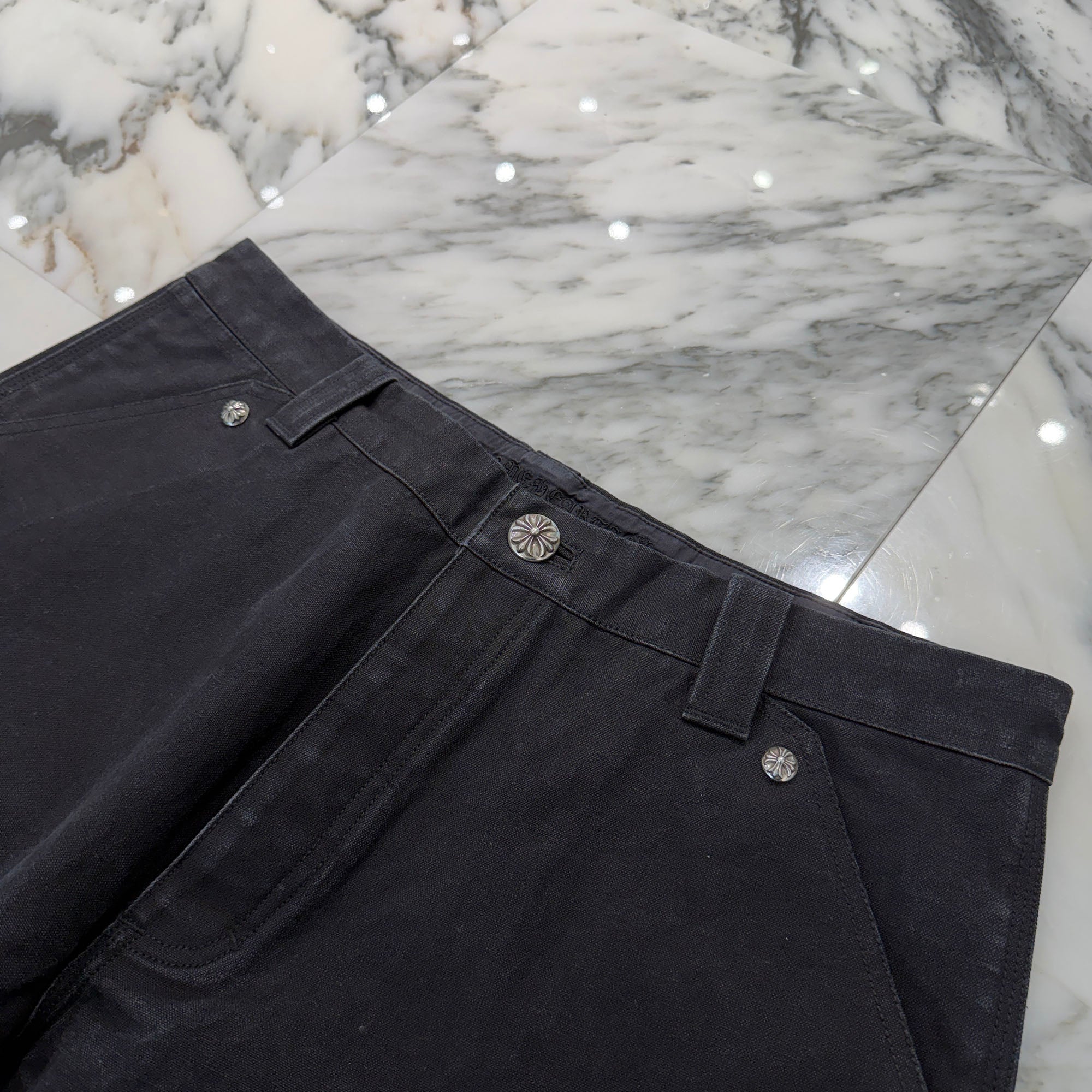 CHROME HEARTS Carpenter Cemetery Cross Patch Denim Shorts Size 36 クロムハーツ カーペンター セメタリークロスパッチ デニムショーツ サイズ36