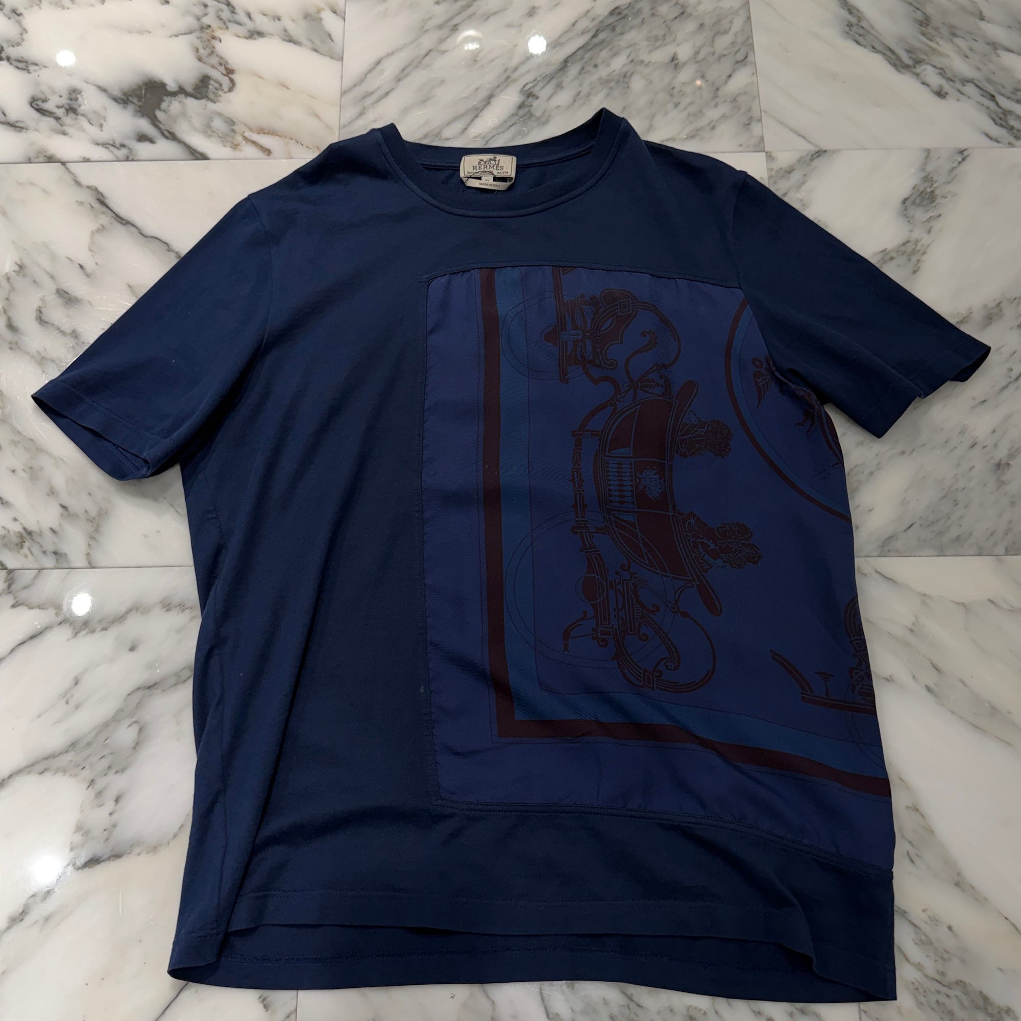 HERMES 2024SS Twillaine Silk Panel Crew Neck Short Sleeved Tee Size XL エルメス ツイルレーヌ シルクパネル クルーネック ショートスリーブ Tシャツ サイズXL