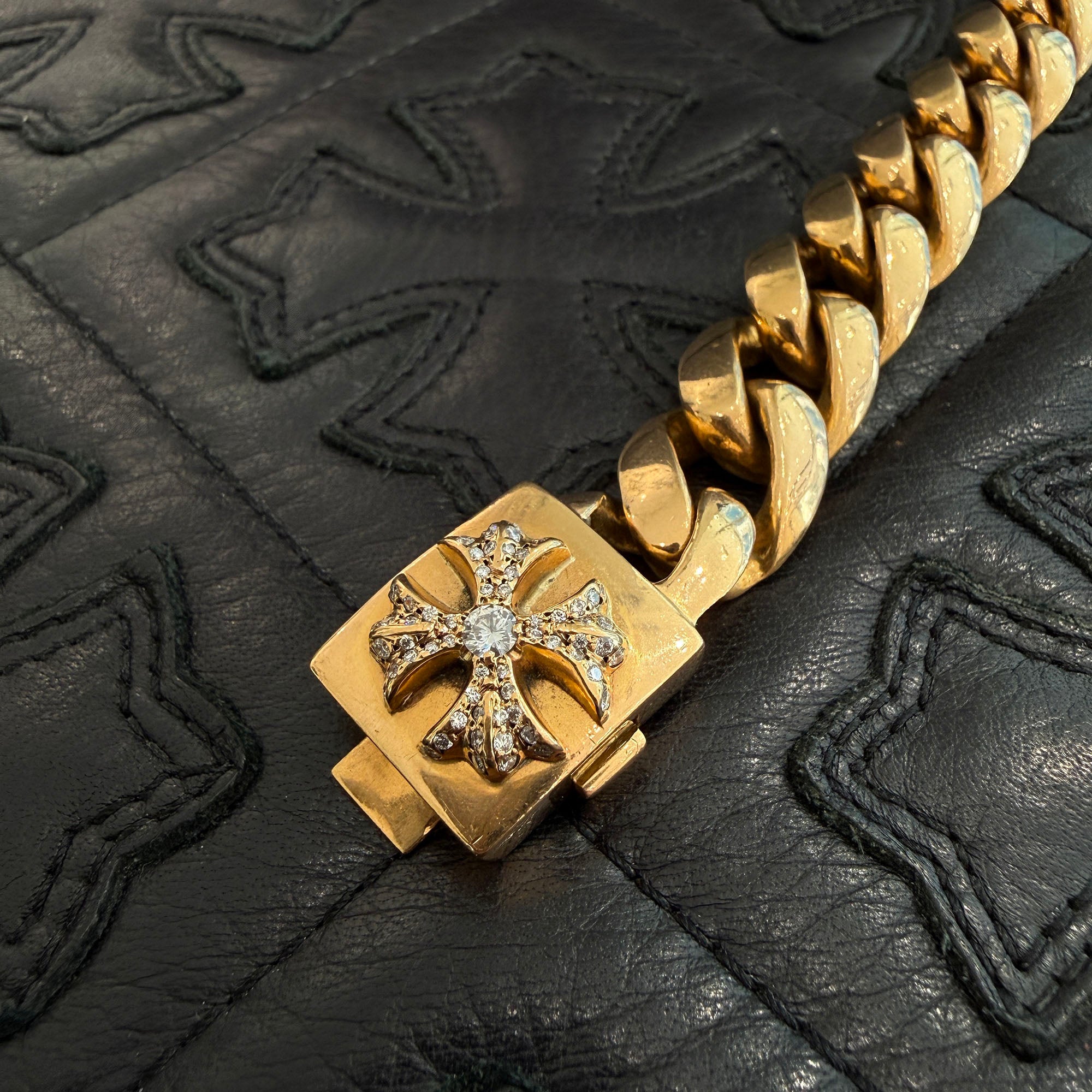 CHROME HEARTS 22K Classic Chain BOX ID Bracelet Pave Diamond 13 LINK クロムハーツ 22K クラッシックチェーン ボックスID ブレスレット パヴェダイヤモンド 13リンク