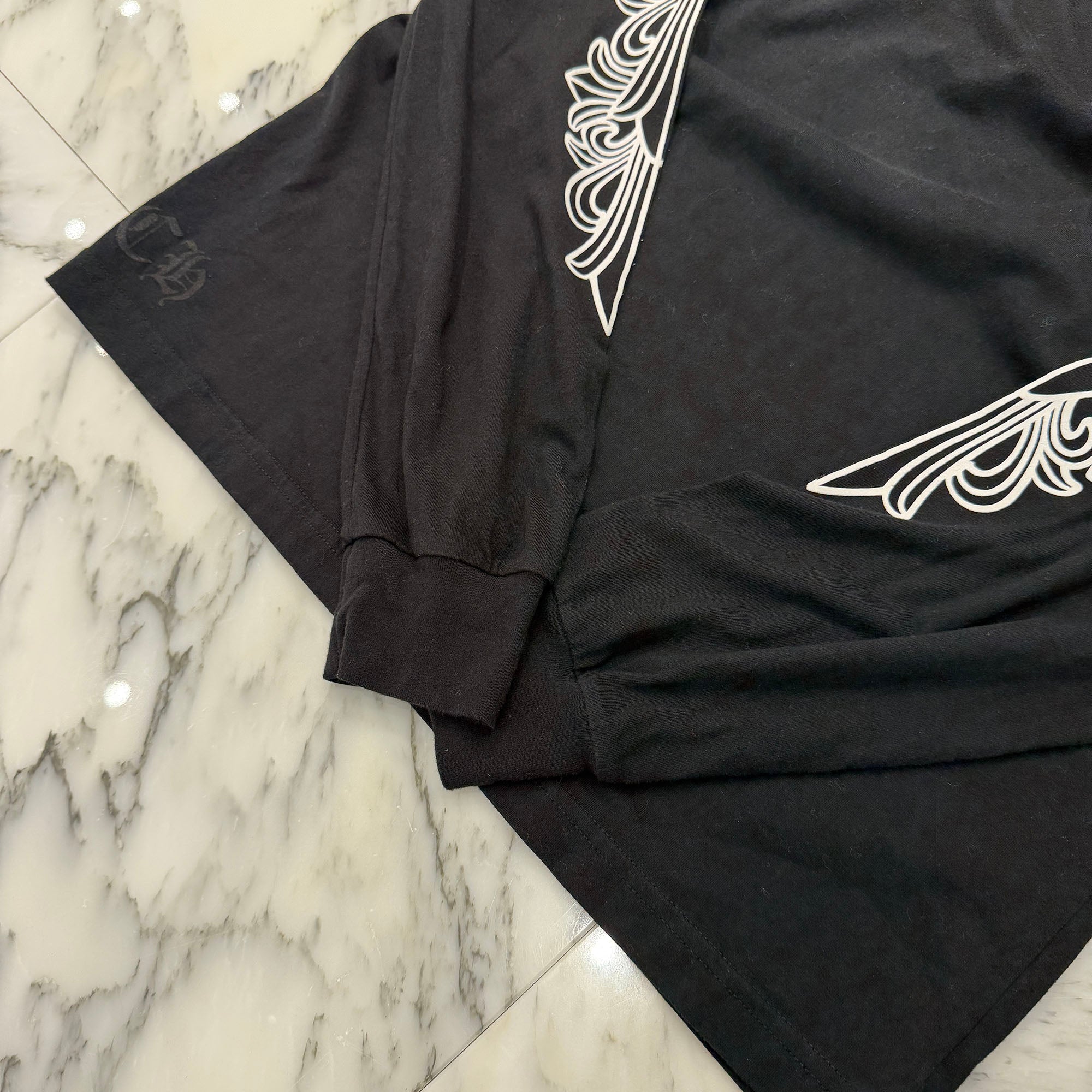 CHROME HEARTS Floral Cross Horseshoe Long Sleeve Tee Size L クロムハーツ フローラルクロス ホースシュー ロングスリーブ Tシャツ サイズL