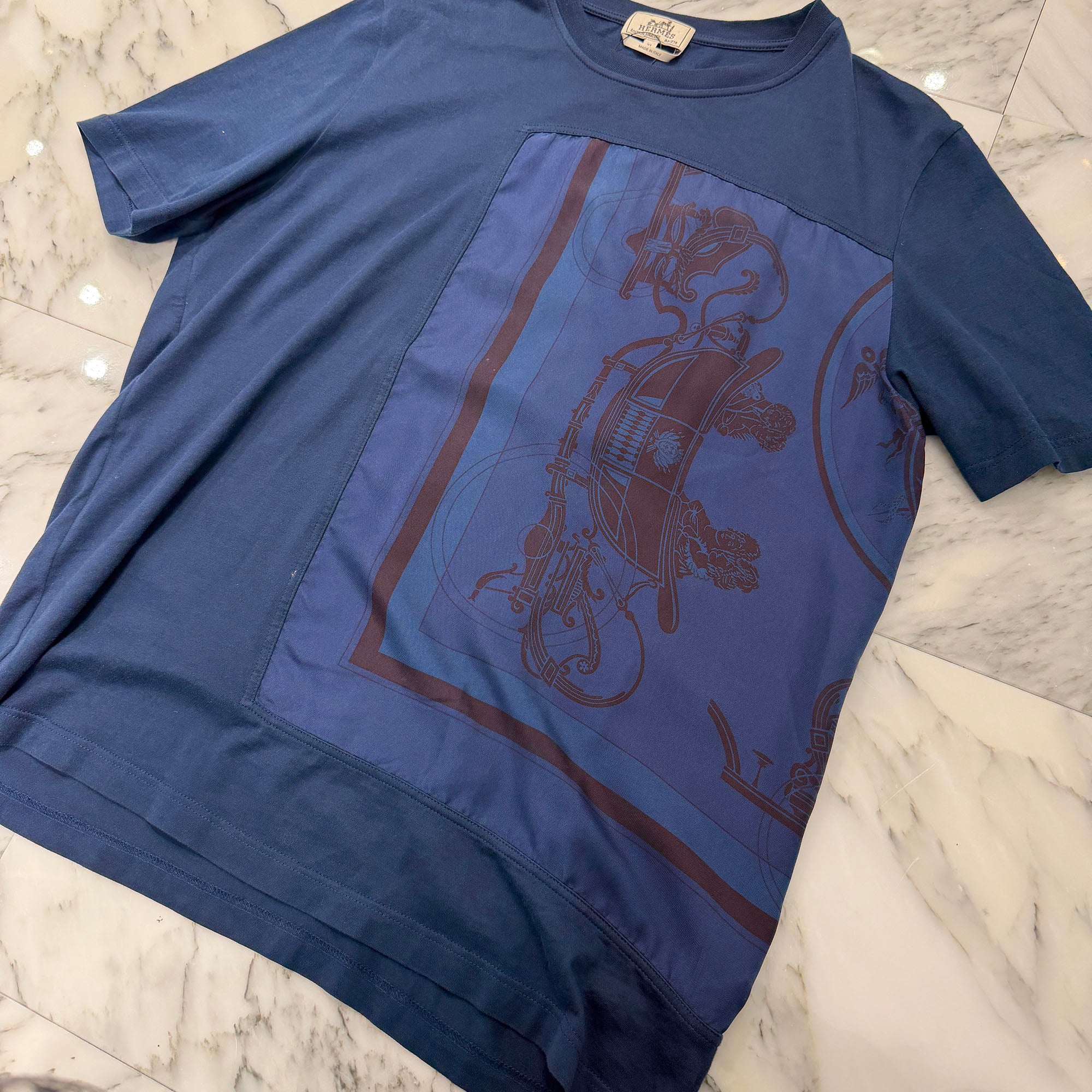 HERMES 2024SS Twillaine Silk Panel Crew Neck Short Sleeved Tee Size XL エルメス ツイルレーヌ シルクパネル クルーネック ショートスリーブ Tシャツ サイズXL