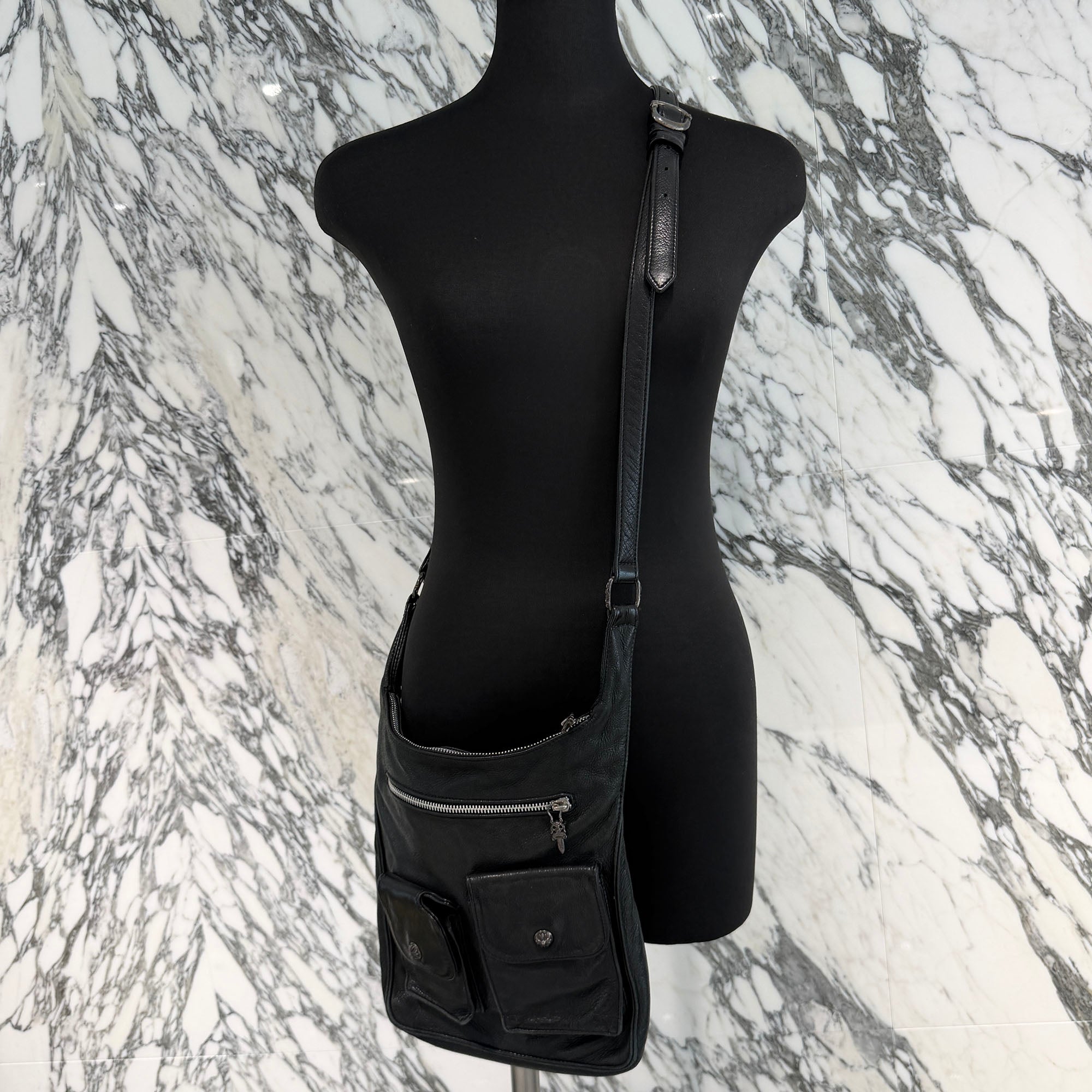 CHROME HEARTS F-SLINGER Leather Shoulder Bag クロムハーツ Fスリンガー レザー ショルダーバッグ