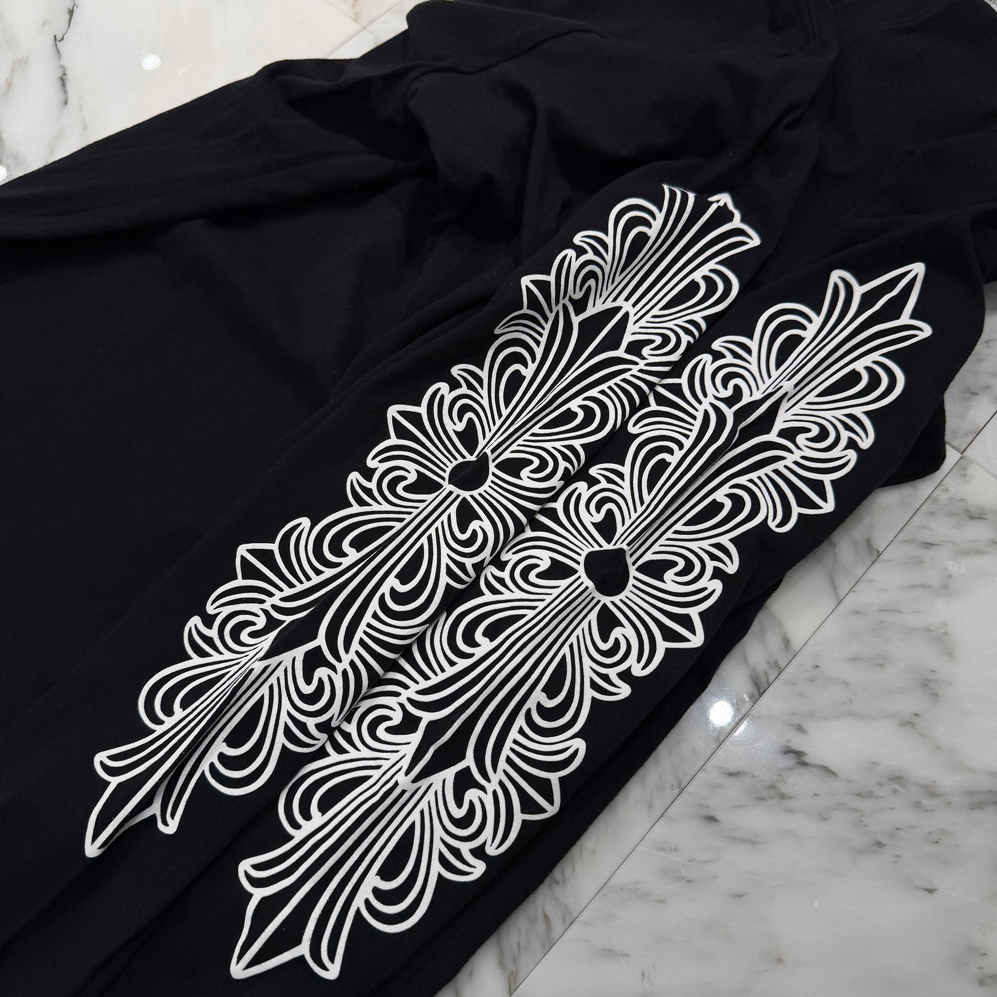 CHROME HEARTS Floral Cross Horseshoe Long Sleeve Tee Size L クロムハーツ フローラルクロス ホースシュー ロングスリーブ Tシャツ サイズL