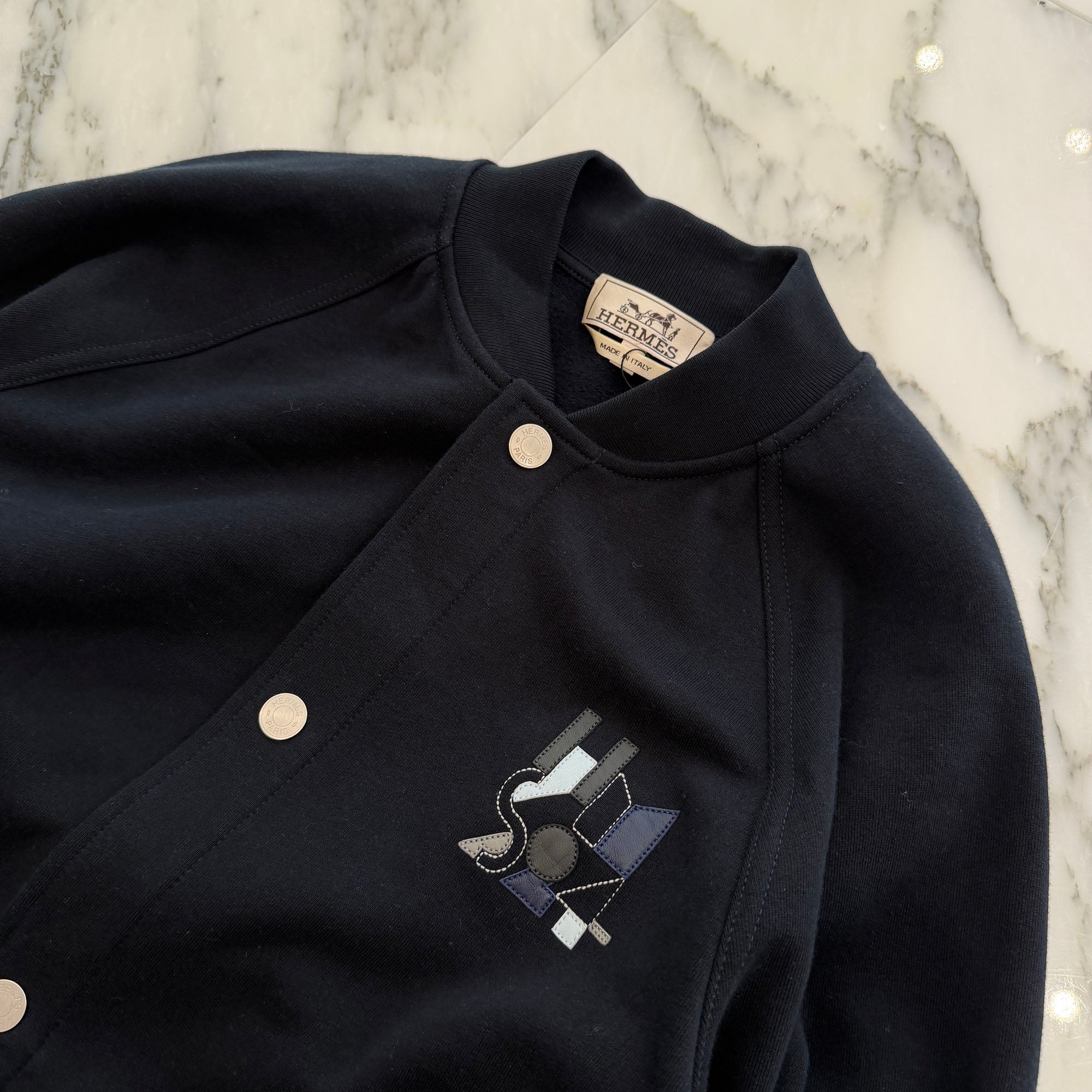 HERMES 2024SS Cotton Teddy Blouson " Jeu d'Adresse " Varsity Jacket H457810HA01 Size M エルメス コットン テディブルゾン " ジュ・ダドレス " バーシティジャケット サイズM
