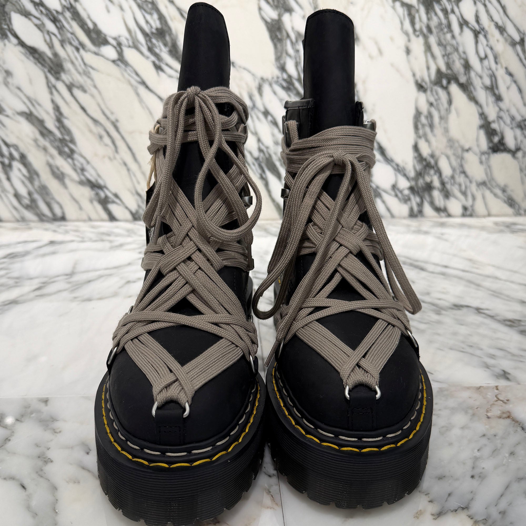 Rick Owens × Dr.Martens 1460 QUAD SOLE MEGALACE Boot DW02E68128001 Size UK8(27.0cm) リックオウエンス×ドクターマーチン 1460 クアッドソール メガレースブーツ サイズUK8(27.0cm)