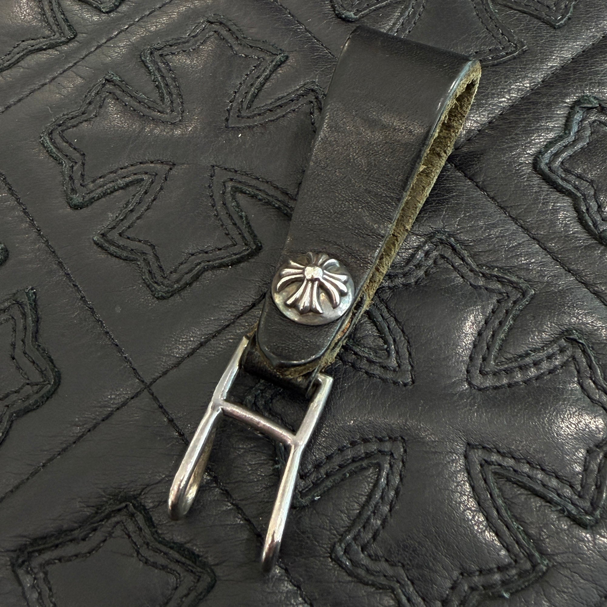 CHROME HEARTS Cross Ball Button Leather W Belt Loop クロムハーツ