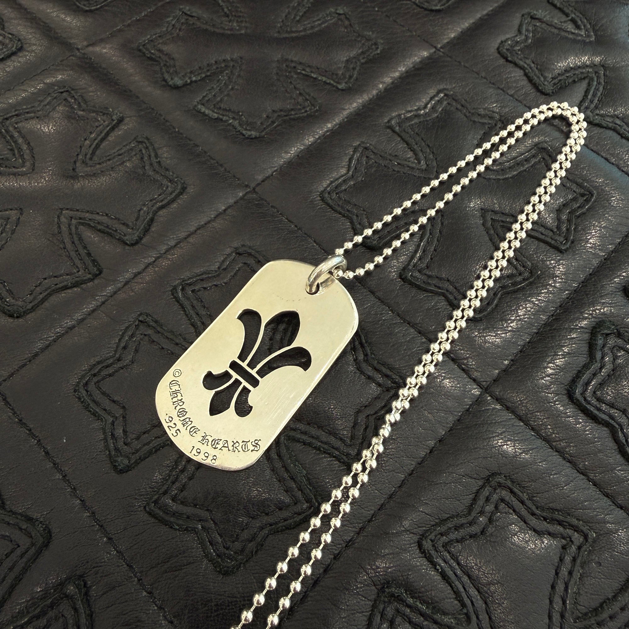 CHROME HEARTS BS Fleur Dock Tag Large Pendant Necklace Size 30 Inch クロムハーツ BSフレア ドッグタグ ラージ ペンダント ネックレス サイズ30インチ