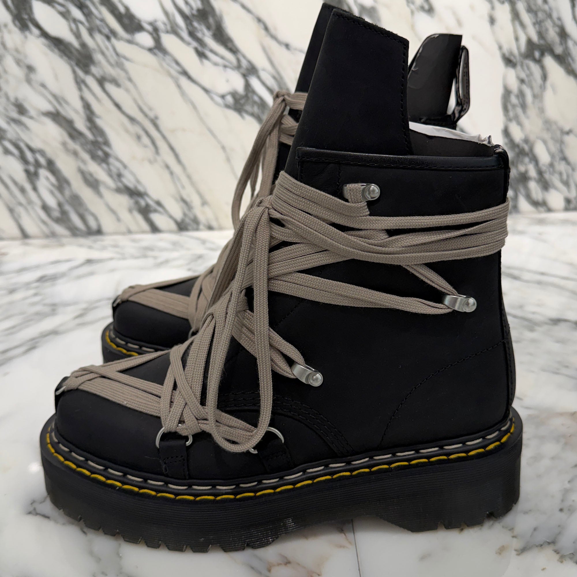 Rick Owens × Dr.Martens 1460 QUAD SOLE MEGALACE Boot DW02E68128001 Size UK8(27.0cm) リックオウエンス×ドクターマーチン 1460 クアッドソール メガレースブーツ サイズUK8(27.0cm)