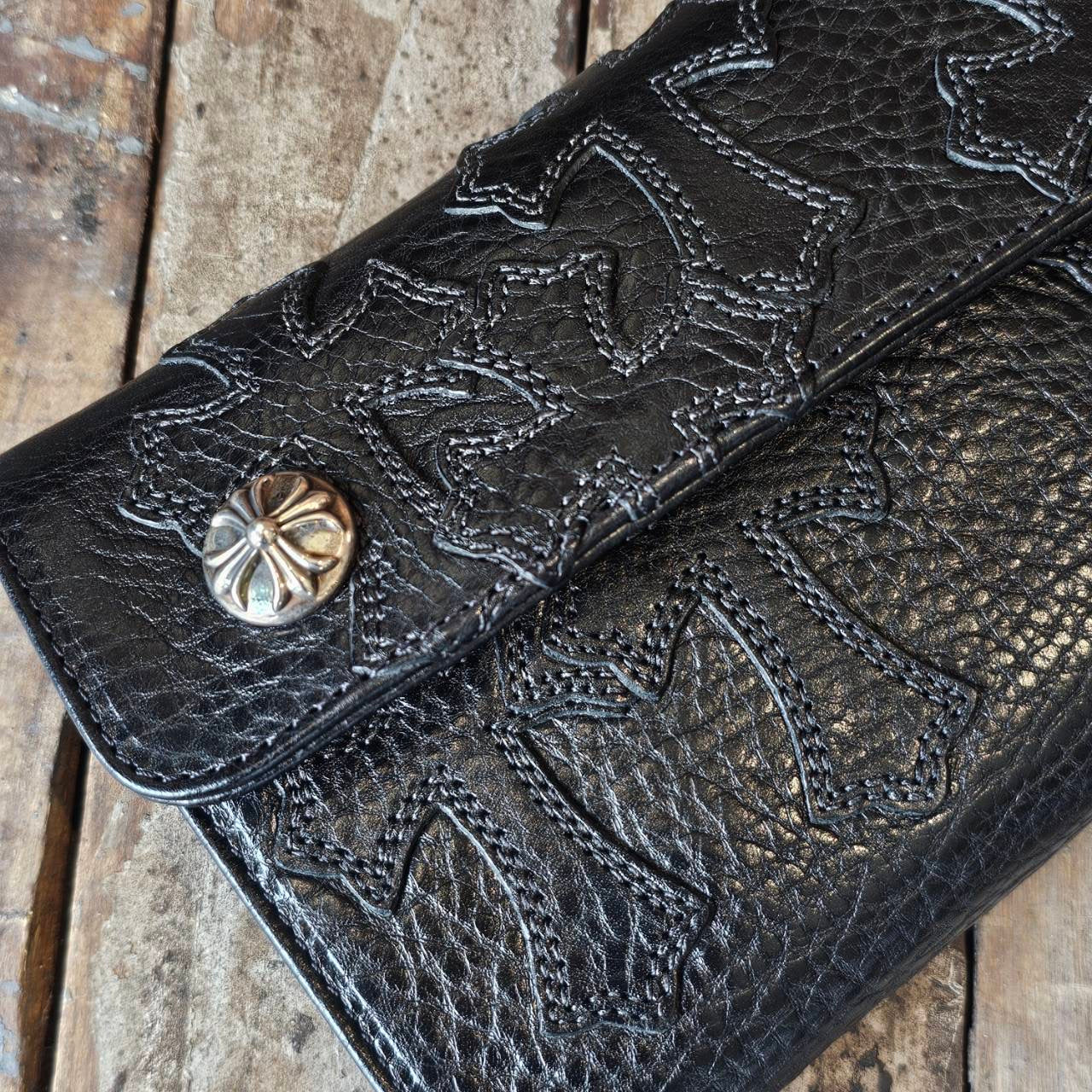 CHROME HEARTS Cemetery Cross Leather Patch Wave Cross Ball Wallet クロムハーツ セメタリークロス レザーパッチ ウェーブクロスボール ウォレット