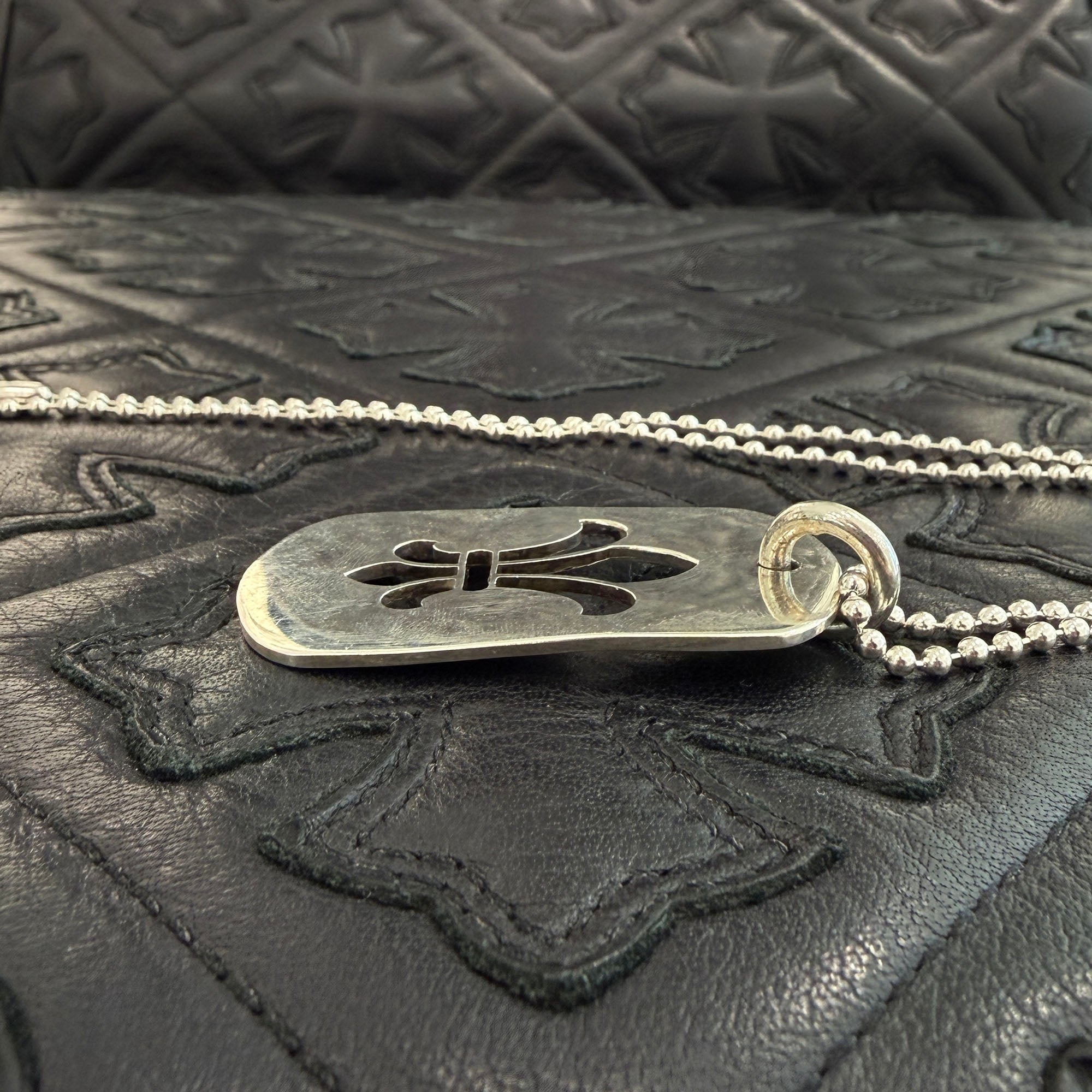 CHROME HEARTS BS Fleur Dock Tag Large Pendant Necklace Size 30 Inch クロムハーツ BSフレア ドッグタグ ラージ ペンダント ネックレス サイズ30インチ