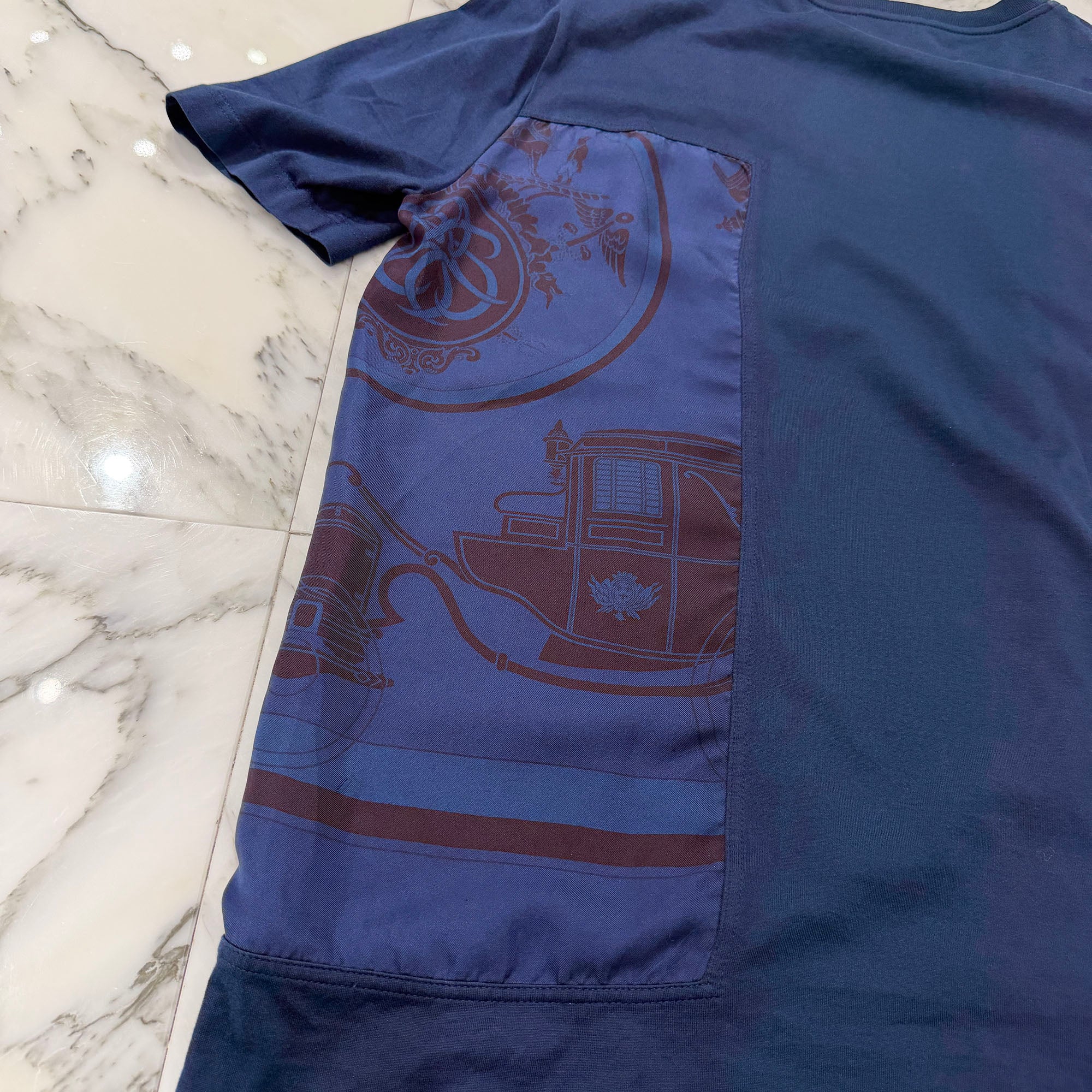 HERMES 2024SS Twillaine Silk Panel Crew Neck Short Sleeved Tee Size XL エルメス ツイルレーヌ シルクパネル クルーネック ショートスリーブ Tシャツ サイズXL
