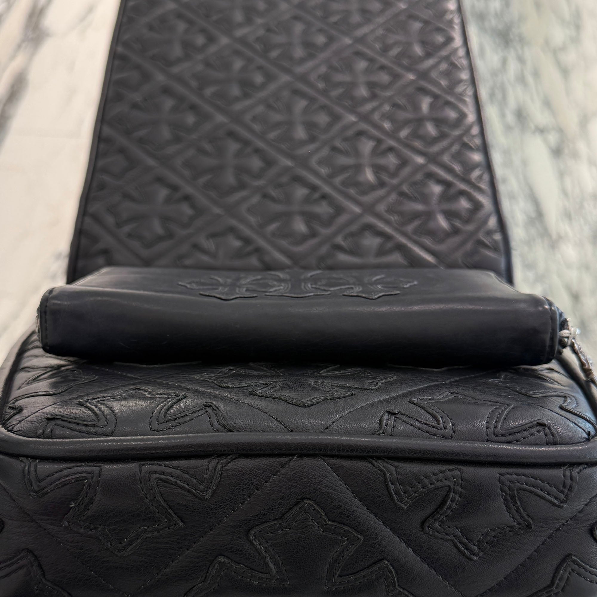 CHROME HEARTS 3 Cemetery Cross Leather Patch REC F ZIP #2 Wallet
