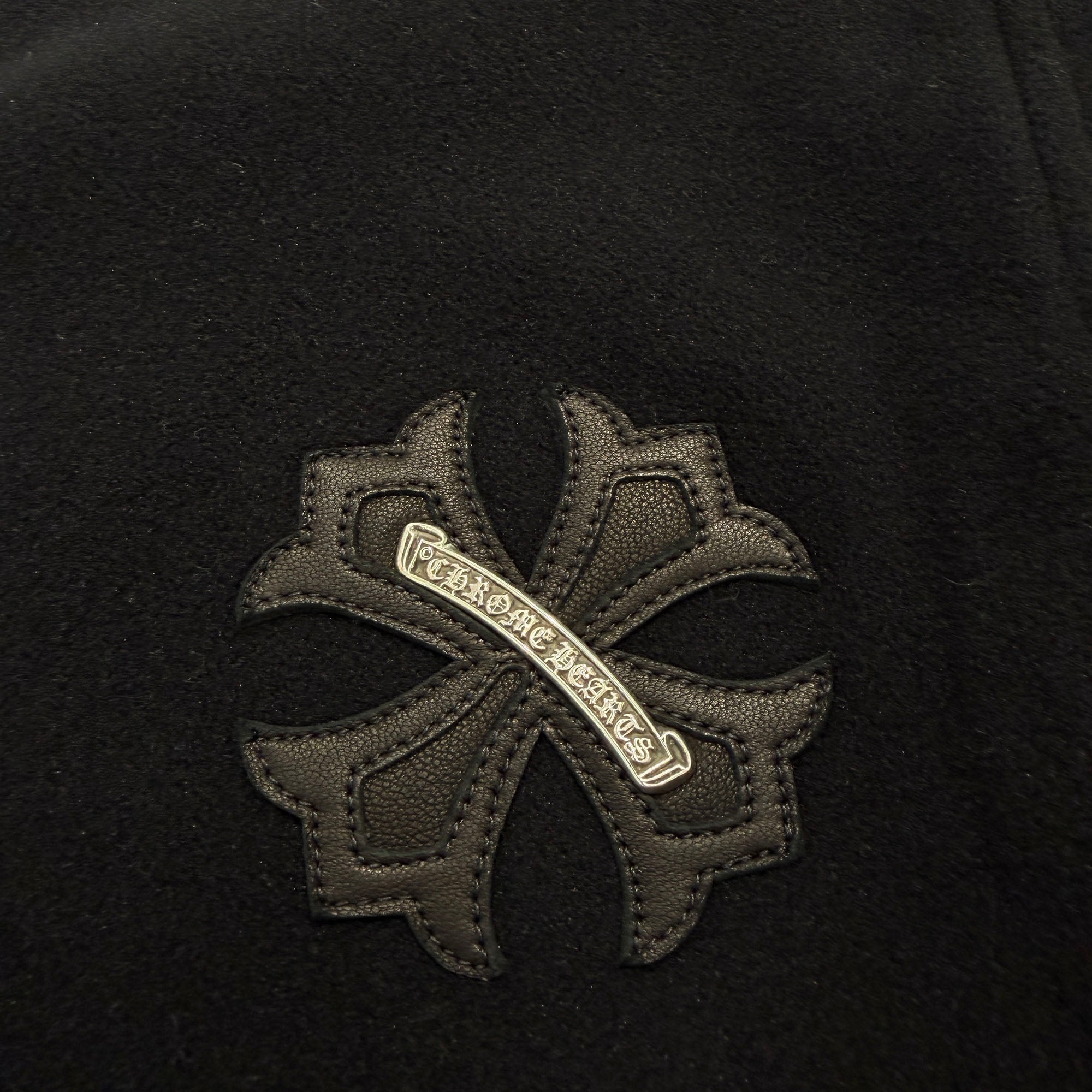 CHROME HEARTS YNOT CH Plus Leather Patch Fleece Hoodie Size XL クロムハーツ ワイノット CHプラス レザー クロス パッチ フリース フーディ サイズXL