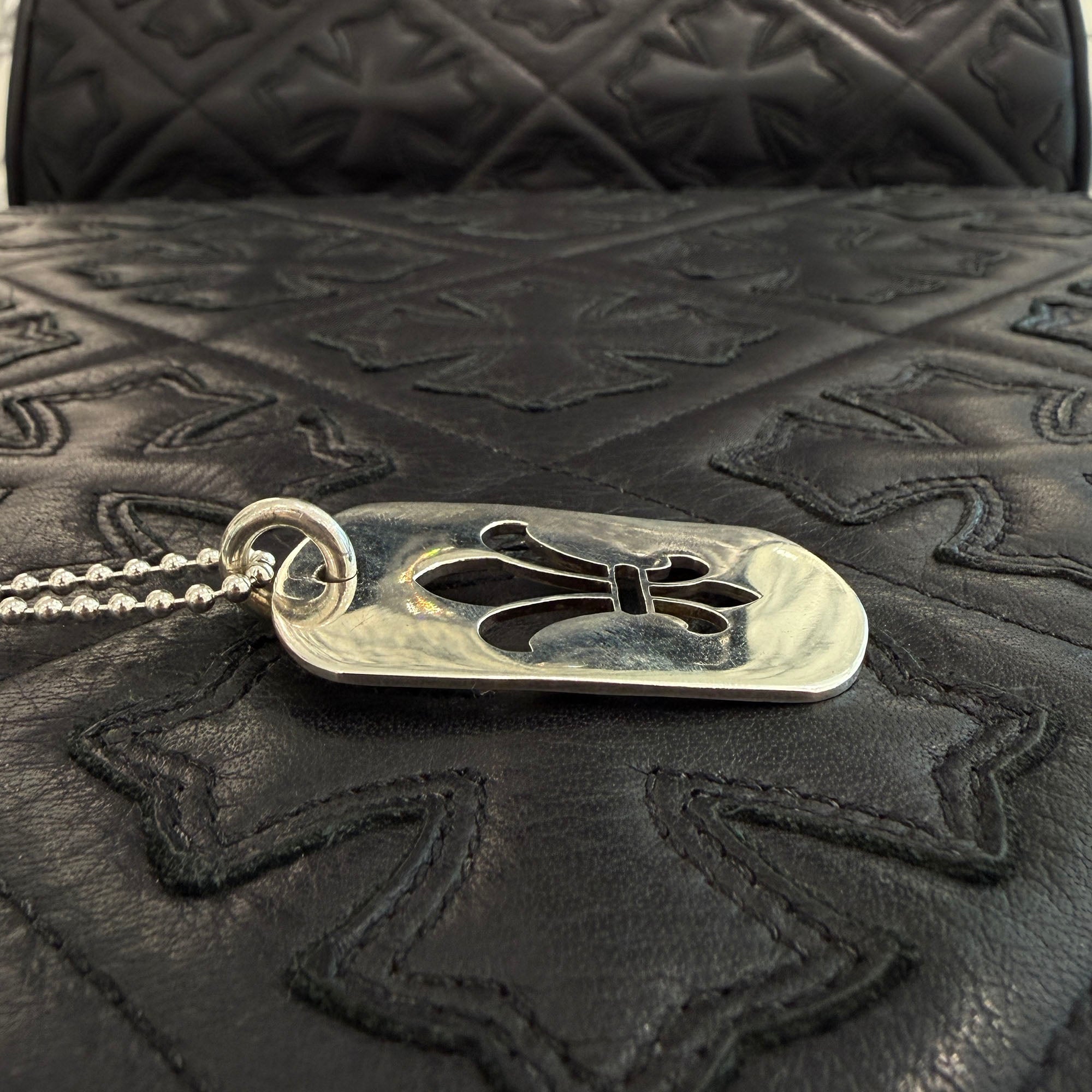 CHROME HEARTS BS Fleur Dock Tag Large Pendant Necklace Size 30 Inch クロムハーツ BSフレア ドッグタグ ラージ ペンダント ネックレス サイズ30インチ