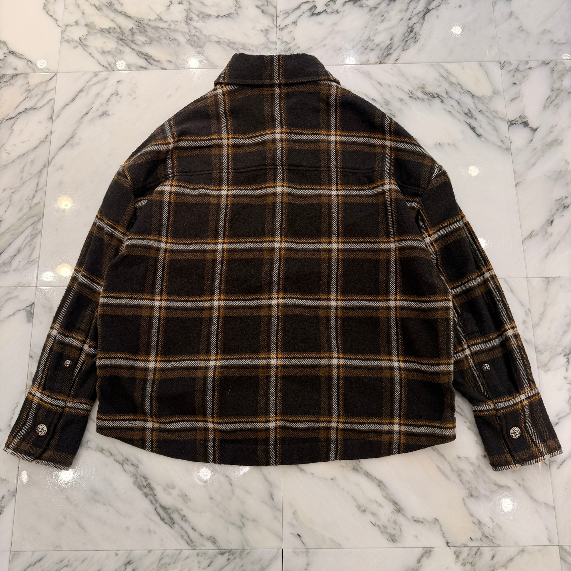 CHROME HEARTS Y NOT WORK DOG Cropped Cargo Flannel Check Shirt Jacket Size S クロムハーツ ワイノット ワークドッグ クロップドカーゴフランネルチェックシャツジャケット サイズS