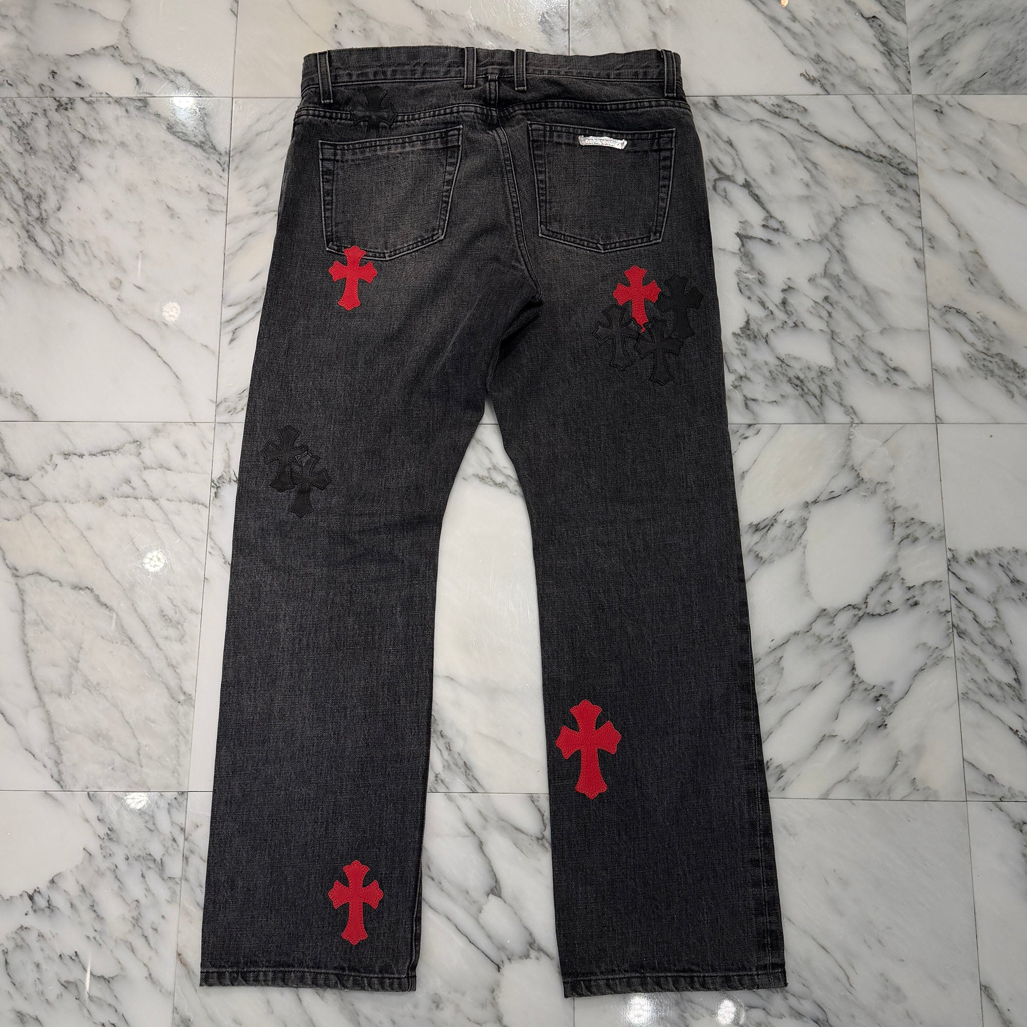 CHROME HEARTS VNTG Cross Leather Patch Jeans Size 34 クロムハーツ ヴィンテージ クロス レザーパッチ ジーンズ サイズ34