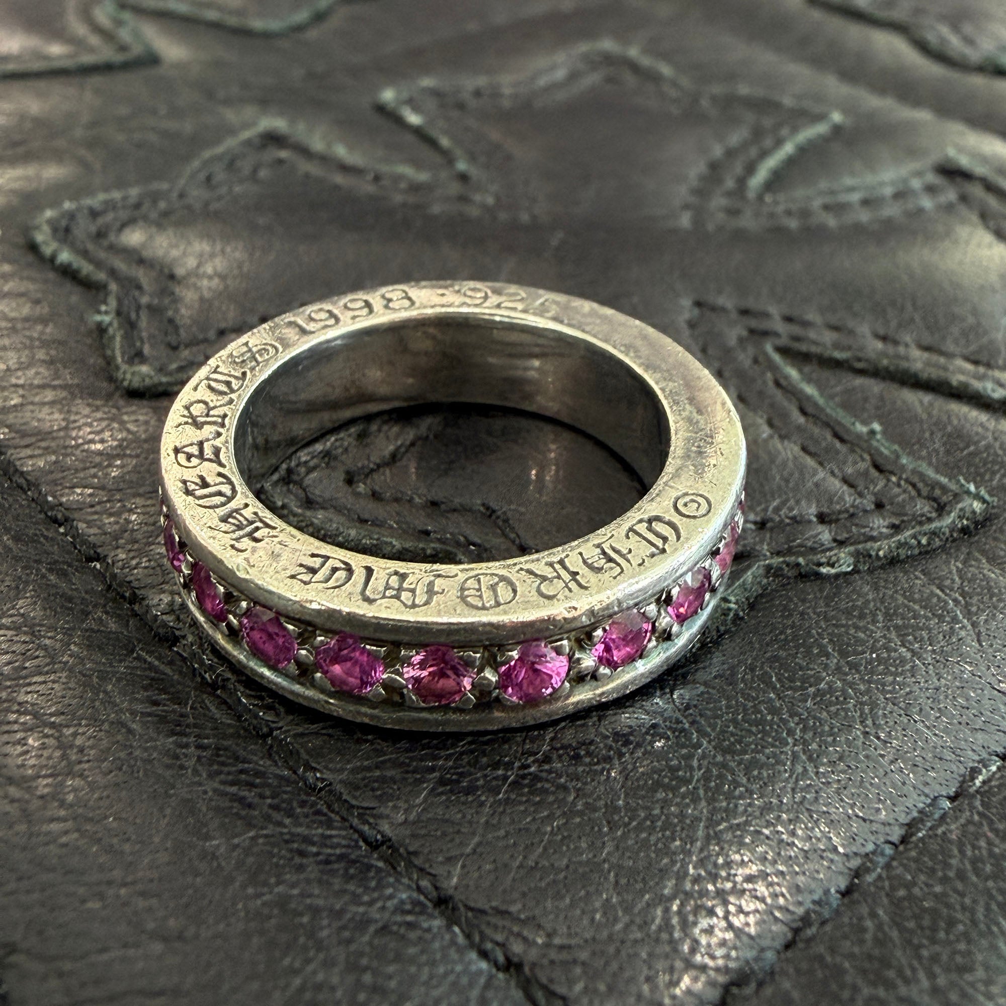 CHROME HEARTS 6mm SPACER Ring PAVE Pink Sapphire Size 14号 クロムハーツ 6mm スペーサー リング パヴェ ピンクサファイア サイズ14号
