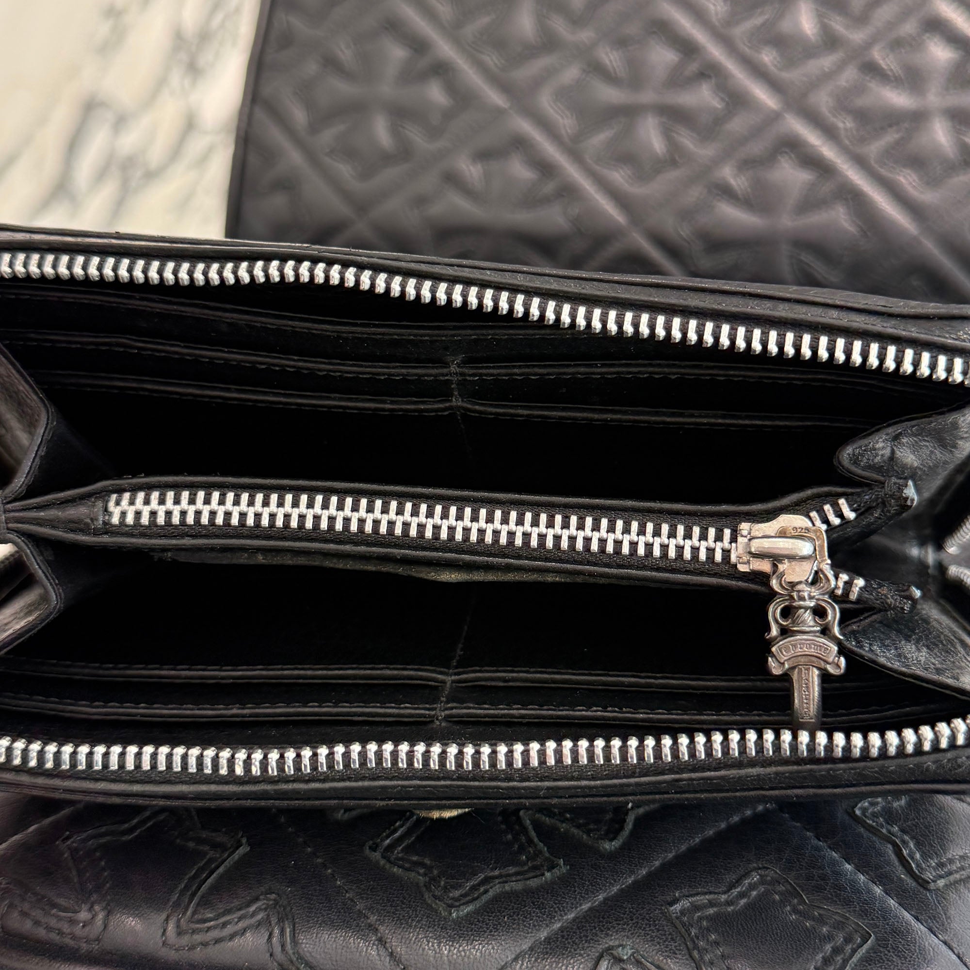 CHROME HEARTS 3 Cemetery Leather Cross Patch F Zip Wallet クロムハーツ 3 セメタリー レザークロスパッチ Fジップ ウォレット