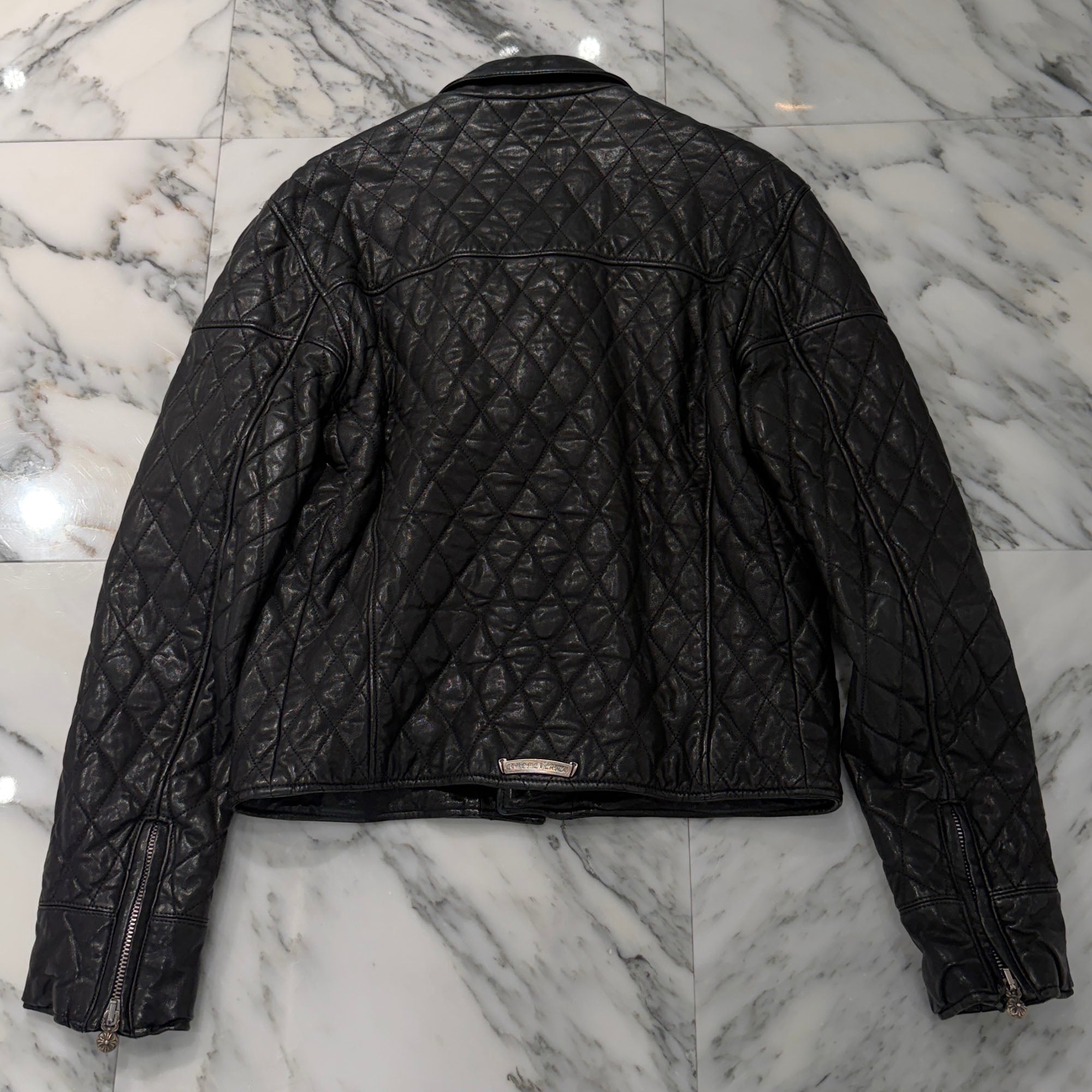 CHROME HEARTS CRITTIN Quilted Riders Leather Jacket Size M クロムハーツ クリティン キルティング ライダース レザー ジャケット サイズM