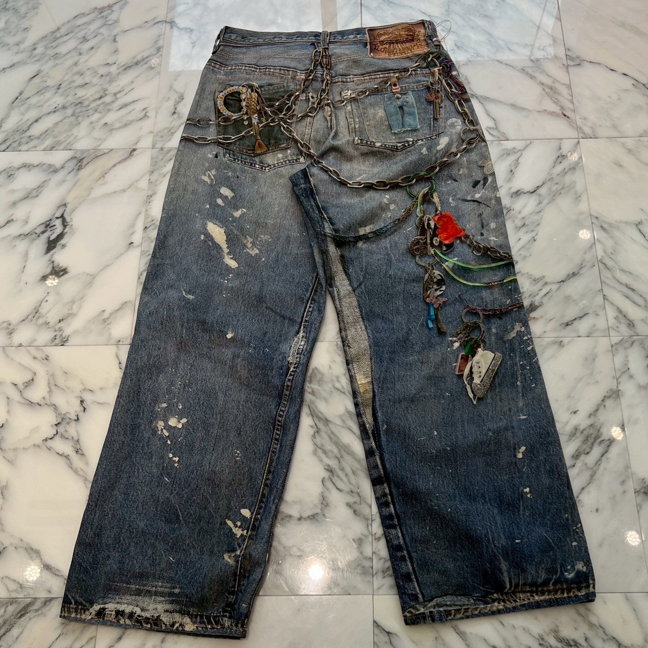 Acne Studios 2024SS Trompe Loeil Chain Graphic Over Denim Pants FN-MN-TR0U001020 Size 50 アクネストゥディオス トロンプルイユ チェーングラフィックオーバーデニムパンツ サイズ50